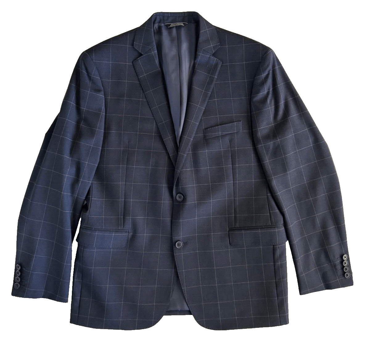 Saks Fifth Avenue Saks Fifth Avenue Mens Window Pane Blue Blazer Slim Fit 44R Size 44R - 1 Thumbnail