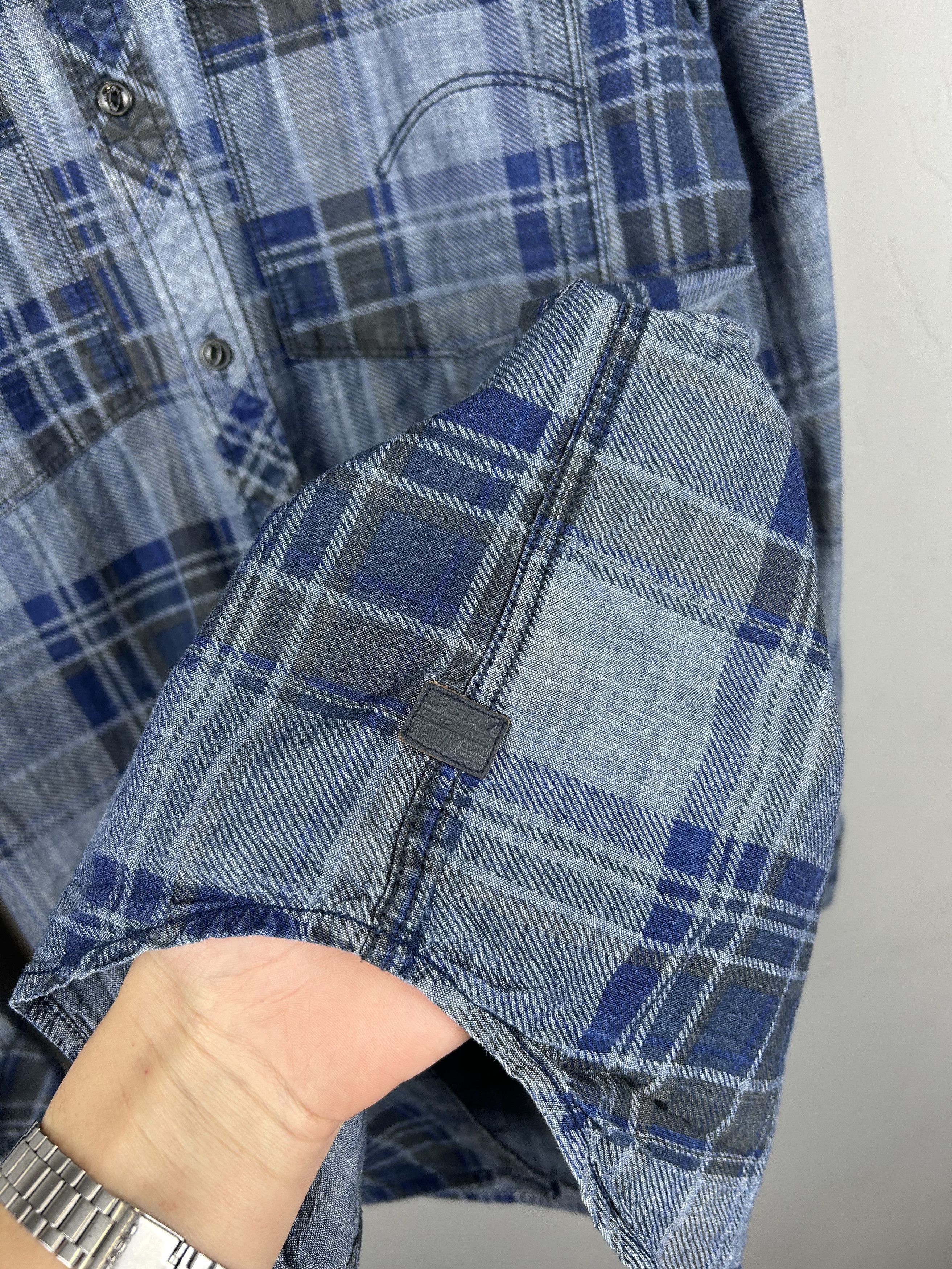 Flannel × G-Star G-Star Attacc Shirt Long Sleeve Checkered Blue Plaid Pocket Size US L / EU 52-54 / 3 - 6 Thumbnail