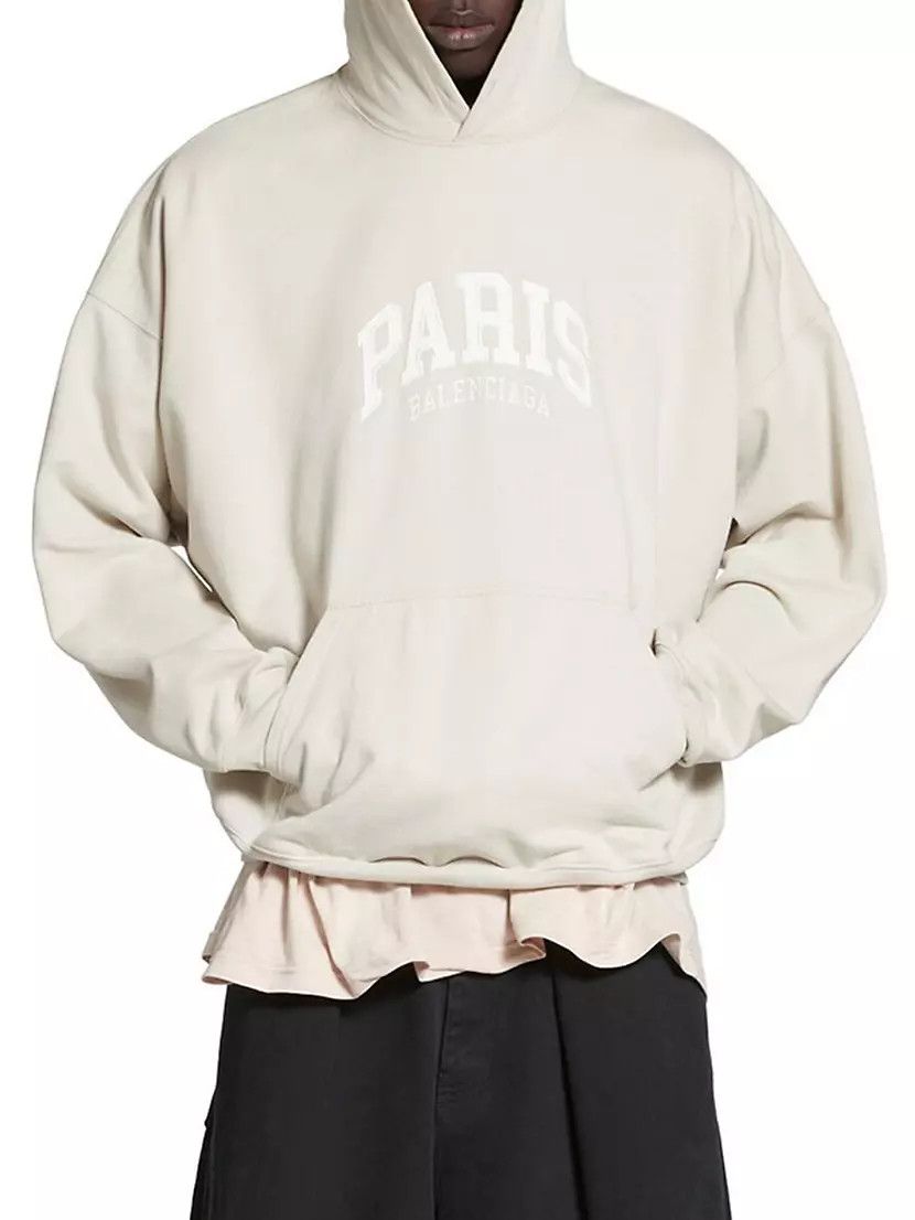 Balenciaga o1mt1gz0824 Cities Paris Hoodie Oversized in Light Beige Size US M / EU 48-50 / 2 - 1 Thumbnail