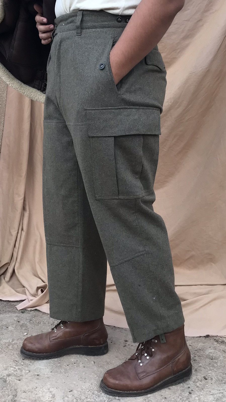 Vintage EXTREME HEAVY DUTY WOOL ANTIQUE GERMAN ARMY WOOL CARGO PANTS Size US 30 / EU 46 - 3 Thumbnail