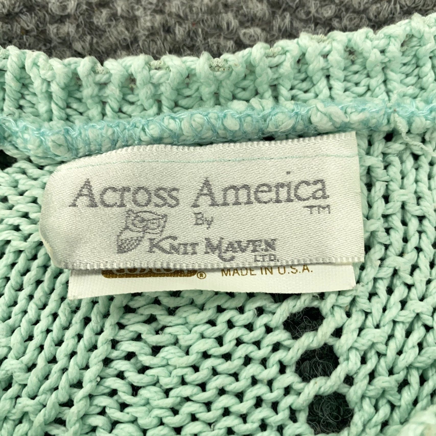Vintage VINTAGE Across America Knit Sweater Womens Medium Green Open Knit 80s Geometric Pullover Size M / US 6-8 / IT 42-44 - 3 Thumbnail