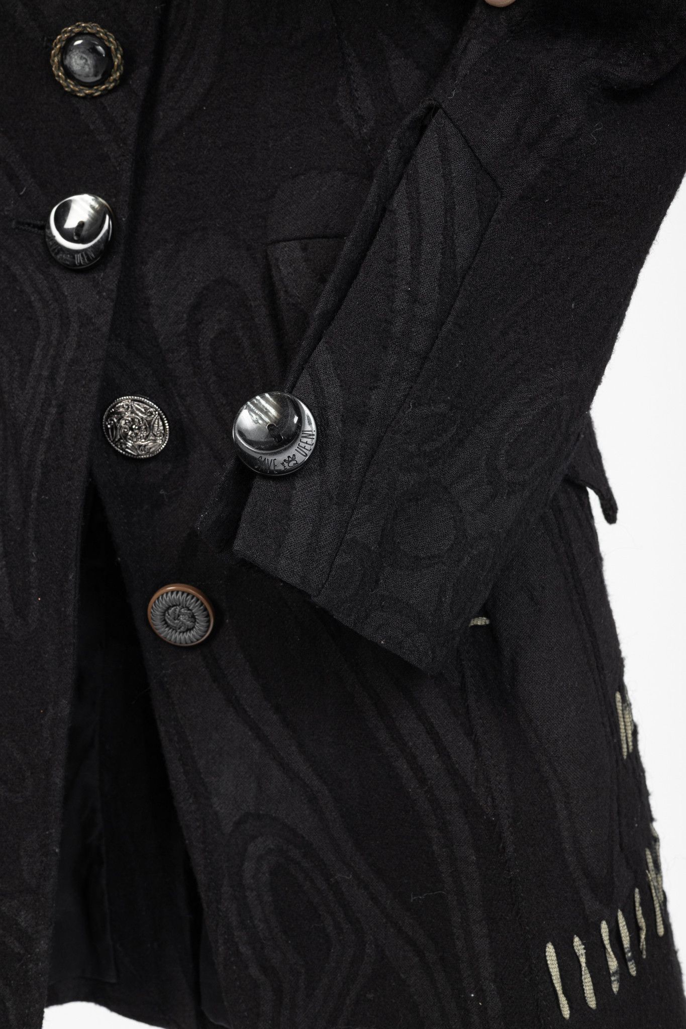 Other Save the Queen Black Wool-Jacquard Coat Size M / US 6-8 / IT 42-44 - 7 Thumbnail