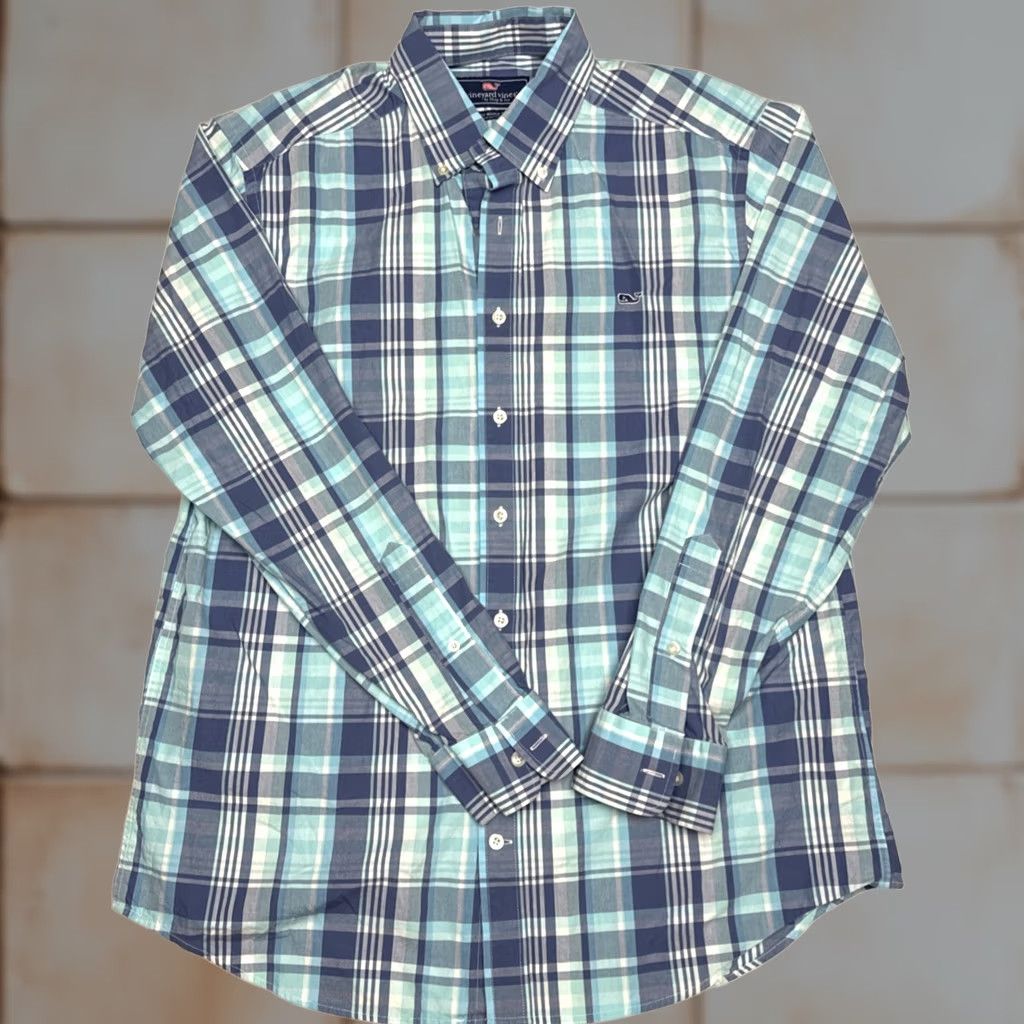 Vineyard Vines Vineyard Vines Whale Shirt Slim Fit Mens Large Plaid Long Sleeve Button-Up Collar-Down Size US L / EU 52-54 / 3 - 1 Thumbnail