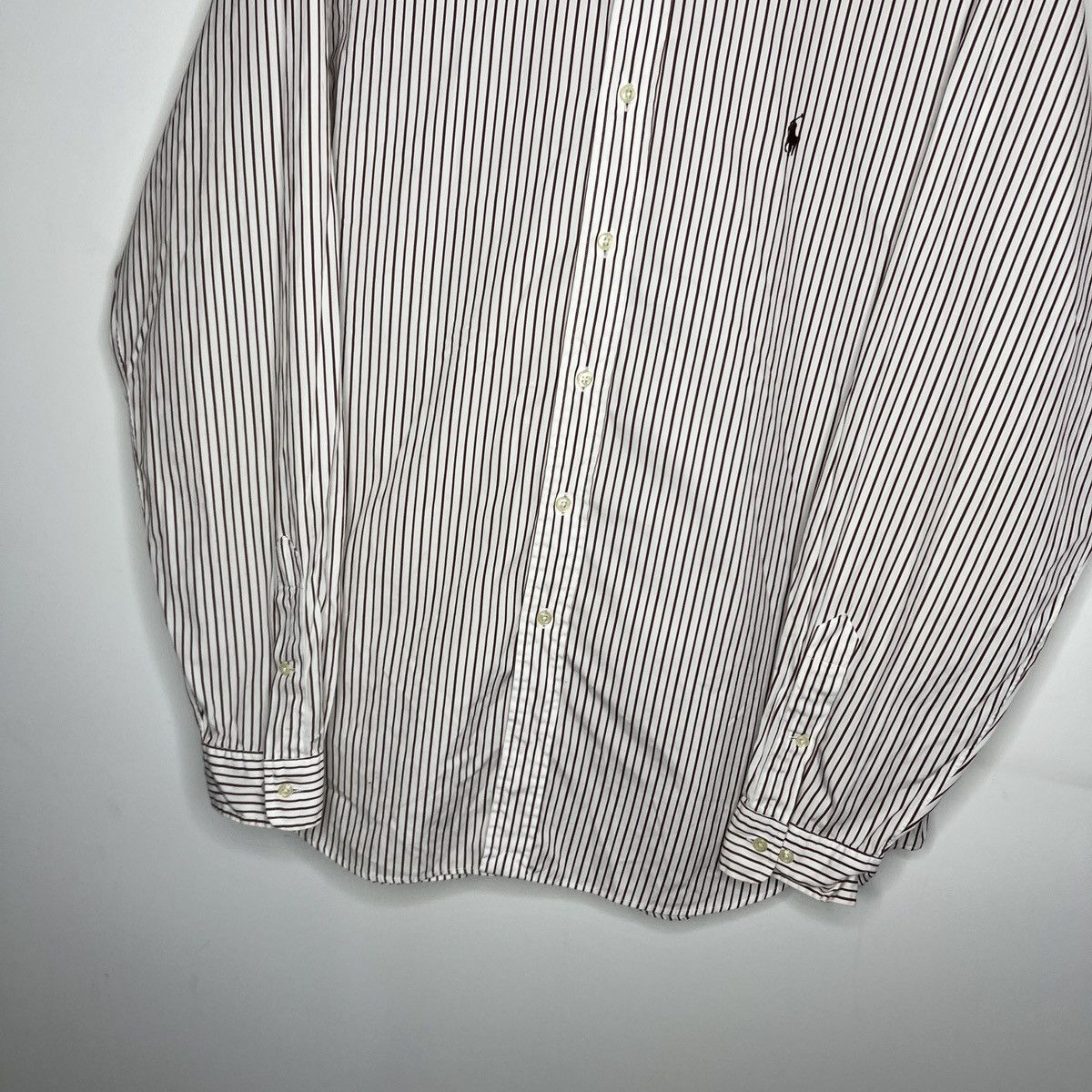 Polo Ralph Lauren × Ralph Lauren × Vintage Polo Ralph Lauren Striped White Brown Vintage Shirt Size XL Size US XL / EU 56 / 4 - 4 Thumbnail