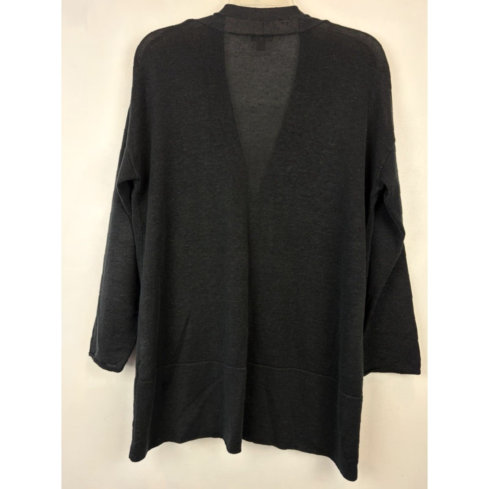 J. Jill J. Jill Cardigan Sweater Womens Large Black Linen Blend Knit Open Front Business Size L / US 10 / IT 46 - 2 Thumbnail
