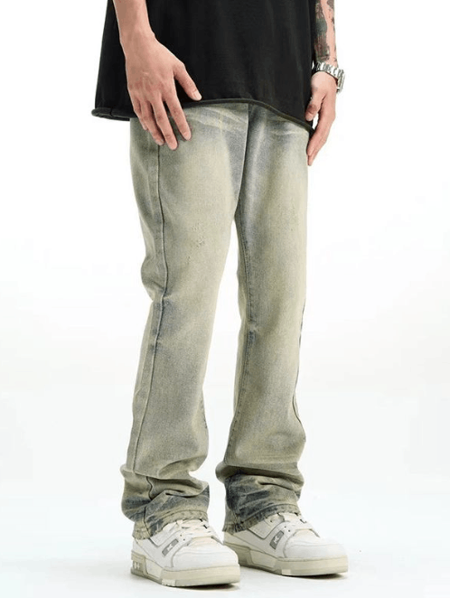 Japanese Brand × Jean Men's washed distressed street loose straight jeans Size US 32 / EU 48 - 2 Thumbnail