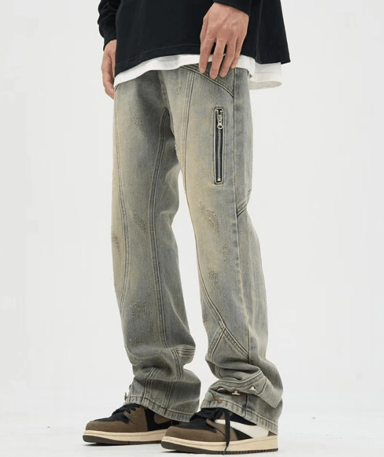 Japanese Brand × Jean American retro distressed flared cargo buttoned jeans Size US 32 / EU 48 - 3 Thumbnail