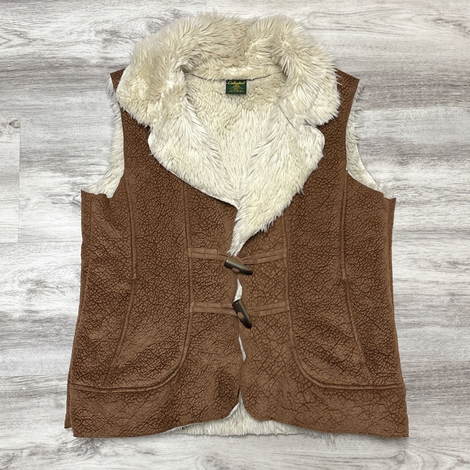 Cabelas Cabelas Faux Shearling Vest Womens XL Natural Brown Open Gil Size XL / US 12-14 / IT 48-50 - 4 Thumbnail