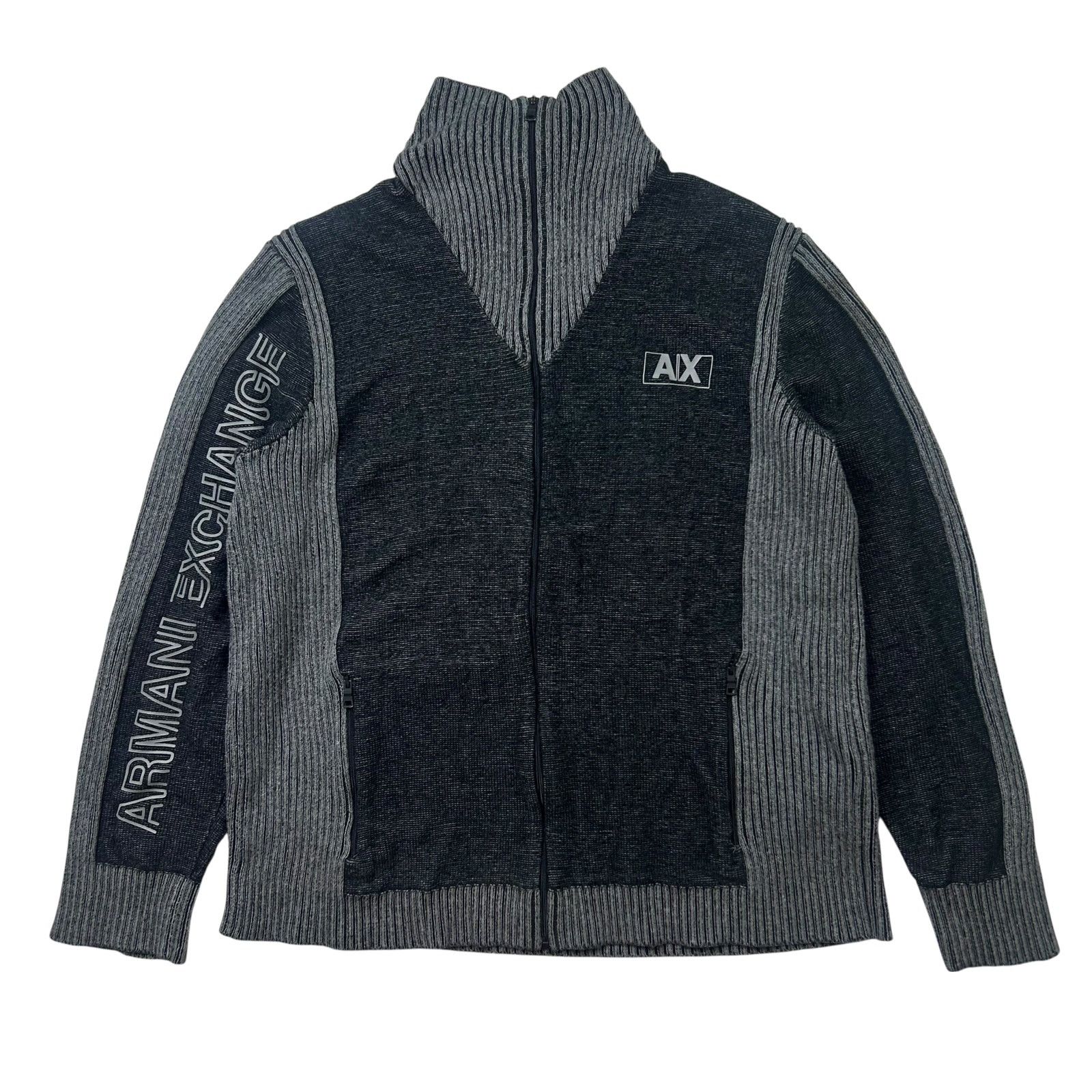 Armani Exchange Armani Exchange Full-Zip Sweater Gray Black Size Men's Large Size US L / EU 52-54 / 3 - 1 Thumbnail
