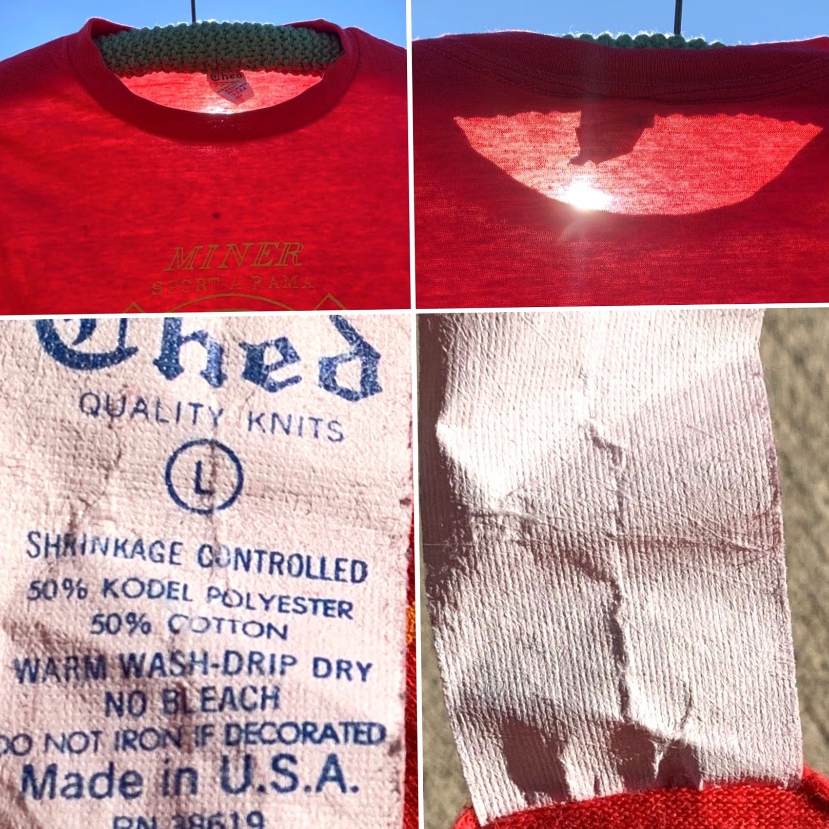Vintage VINTAGE Ched MINER SPORT-A-RAMA T-Shirt Red 1970s 70s Single Stitch L Mens Graphic Tee USA Sportswear/Beach Size US L / EU 52-54 / 3 - 2 Thumbnail