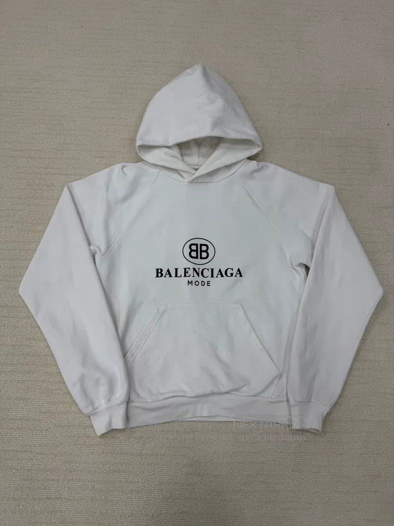 Balenciaga Balenciaga Double B White Hooded Sweatshirt Size US XS / EU 42 / 0 - 1 Thumbnail