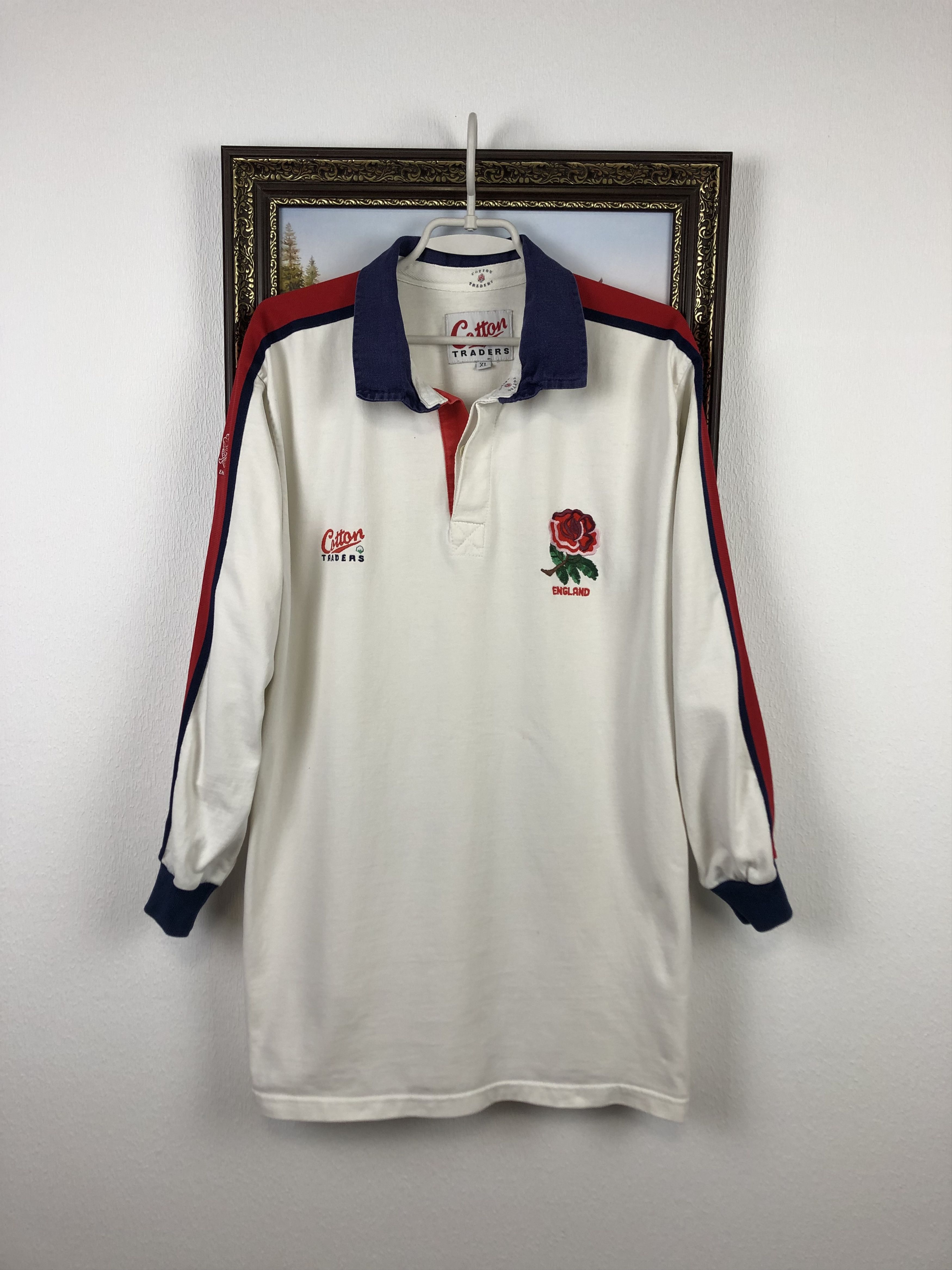 image of Hype Vintage England Rugby Jersey Long Slleve Cotton Traders in White, Men's (Size XL)