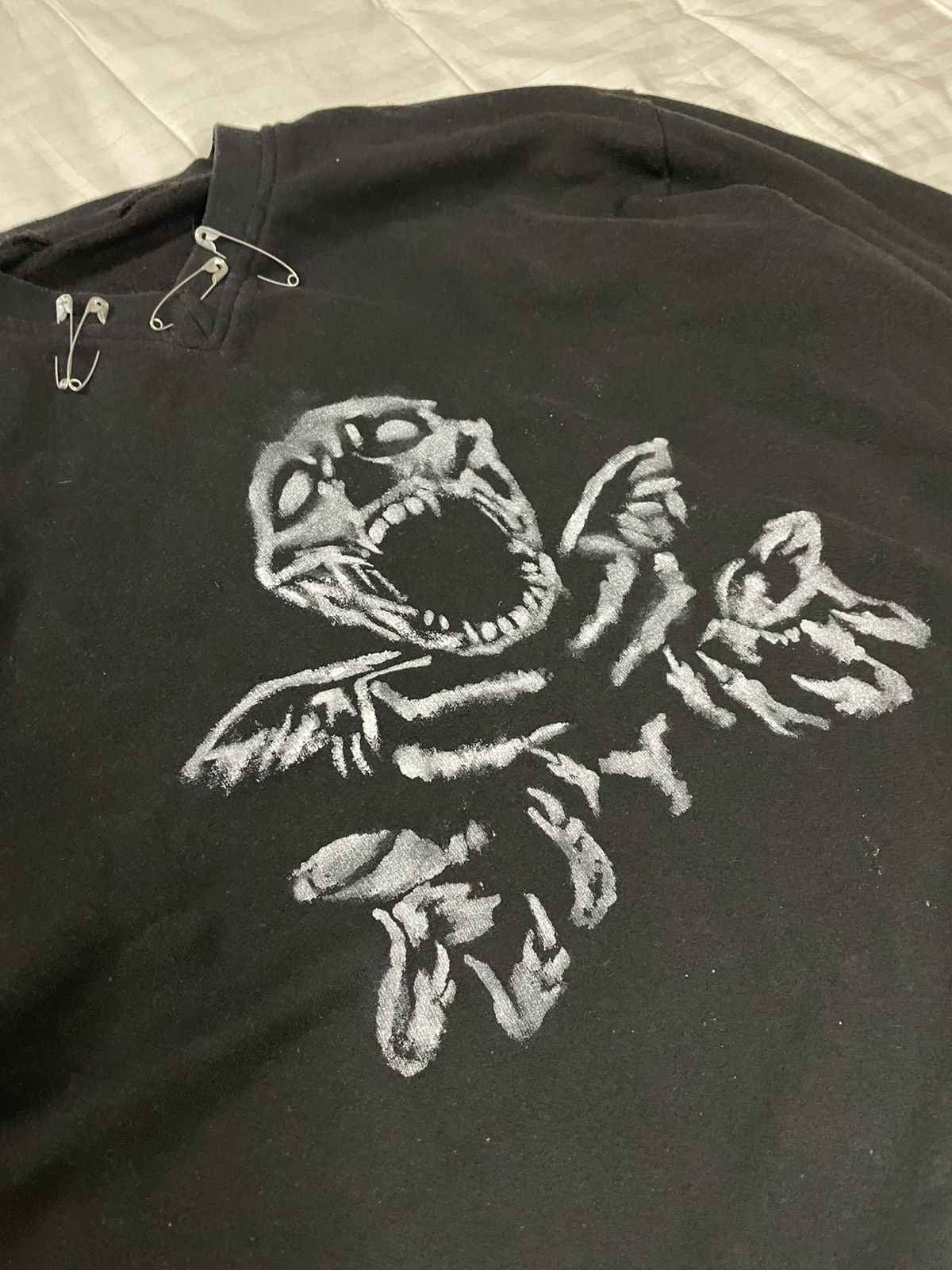 Handmade Custom Made Hand Painted Punk Skeleton Sweatshirt Anarchy Size US XL / EU 56 / 4 - 4 Thumbnail