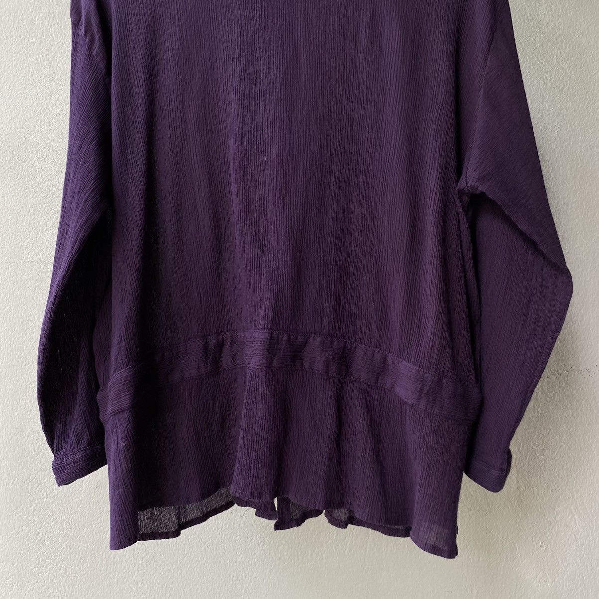 Issey Miyake Plantation Purple Long Sleeve Pleated Button-Up Blouse Size M / US 6-8 / IT 42-44 - 6 Thumbnail