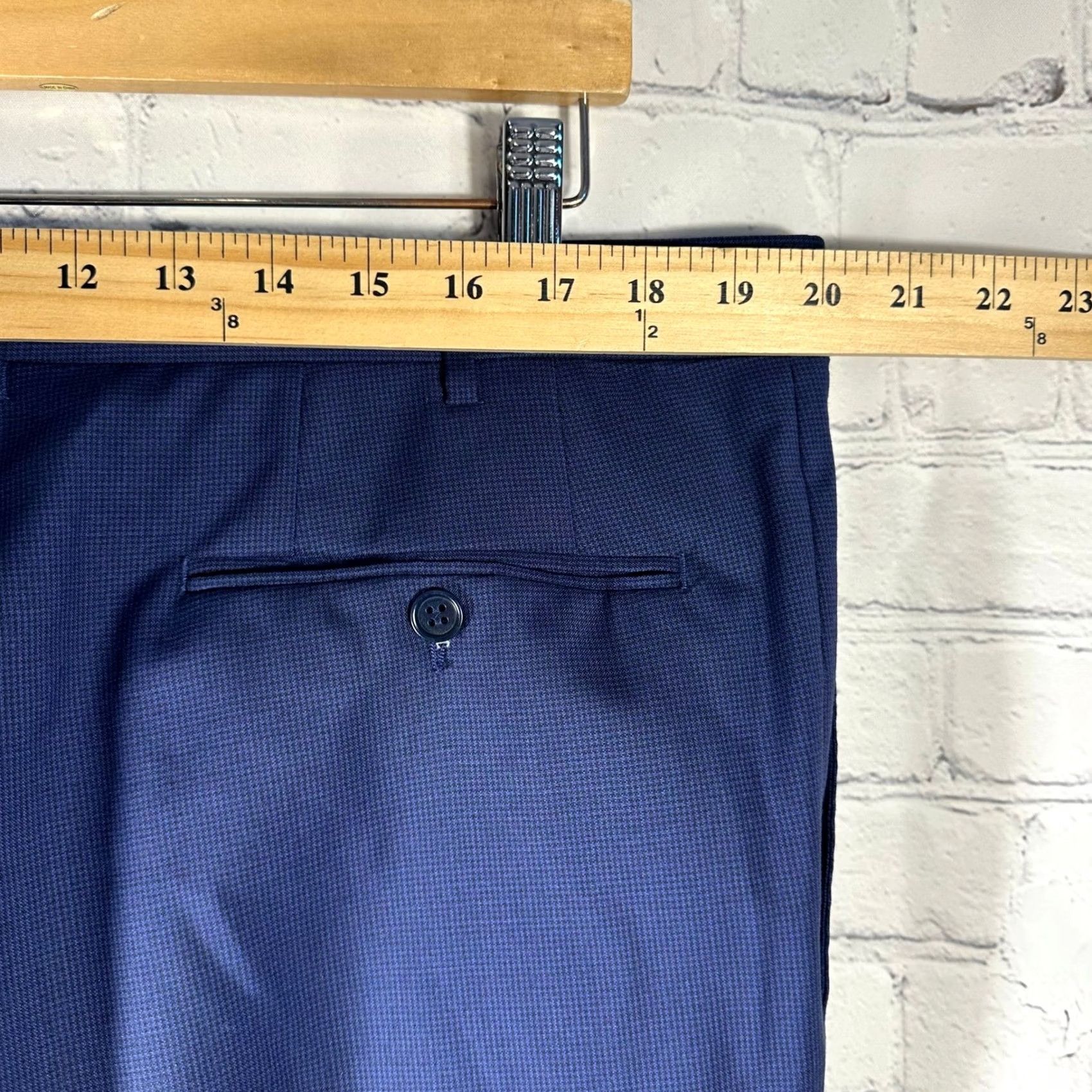 Canali Canali Pants Mens 40 Blue Houndstooth Dress Pants Flat Front Tailored Trousers Size US 40 / EU 56 - 6 Thumbnail