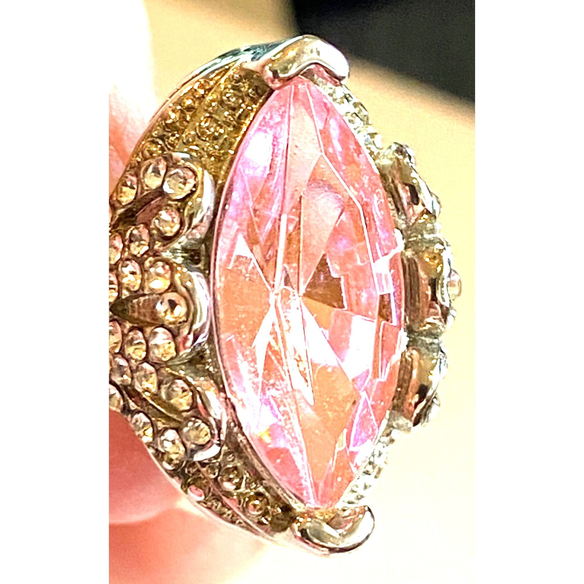 Other Silver-Tone Simulated Marquise Pink Sapphire Ring W/Crystal Size ONE SIZE - 2 Thumbnail
