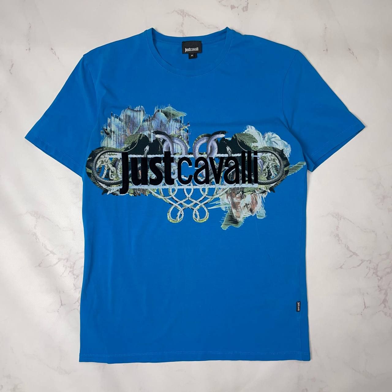 Just Cavalli Just Cavalli Blue Cotton Graphic Printed T-Shirt Size M Mens Size US M / EU 48-50 / 2 - 1 Thumbnail