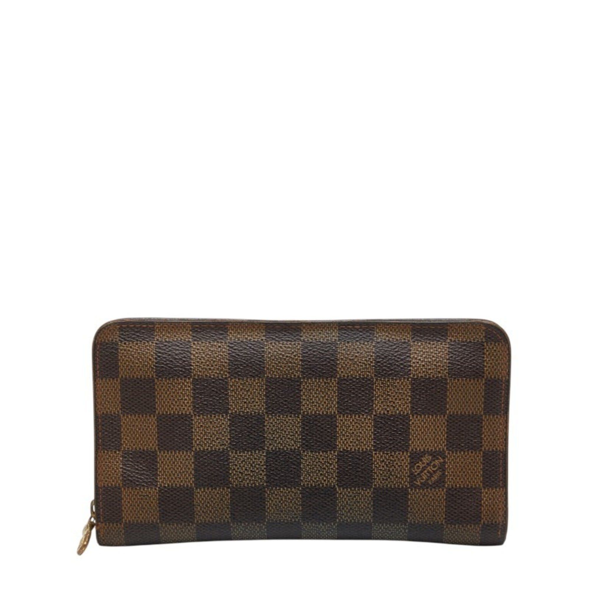 Louis Vuitton Louis Vuitton Damier Porte Monnaie Zip-Around Long Wallet N61728 Brown Leather Women's LOUIS VUITTON Size ONE SIZE - 1 Thumbnail