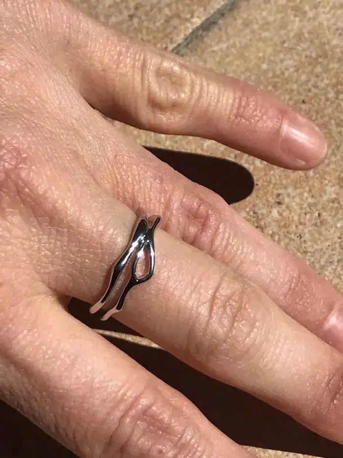 Jewelry Hollow Double Line Ring Size ONE SIZE - 5 Thumbnail