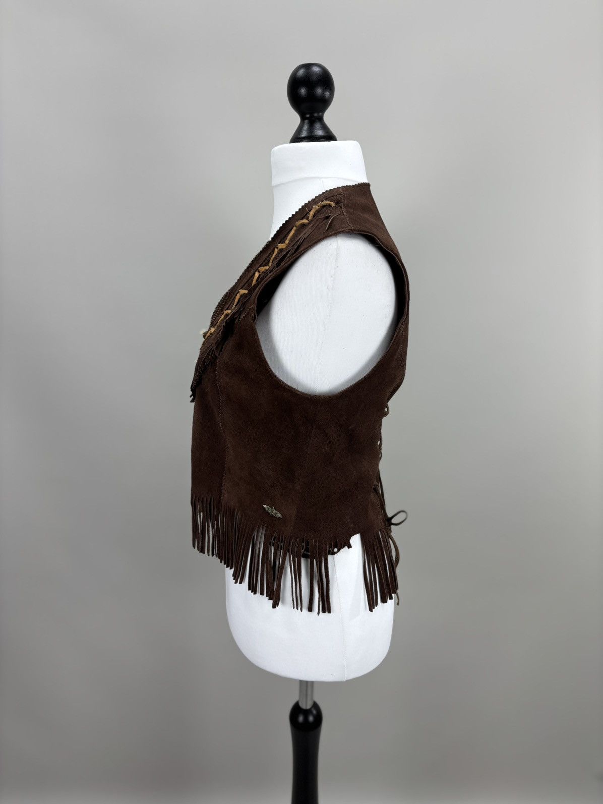 Genuine Leather × Leather Womens leather vest western Stars Stripes Size M Color Brown Size M / US 6-8 / IT 42-44 - 6 Thumbnail