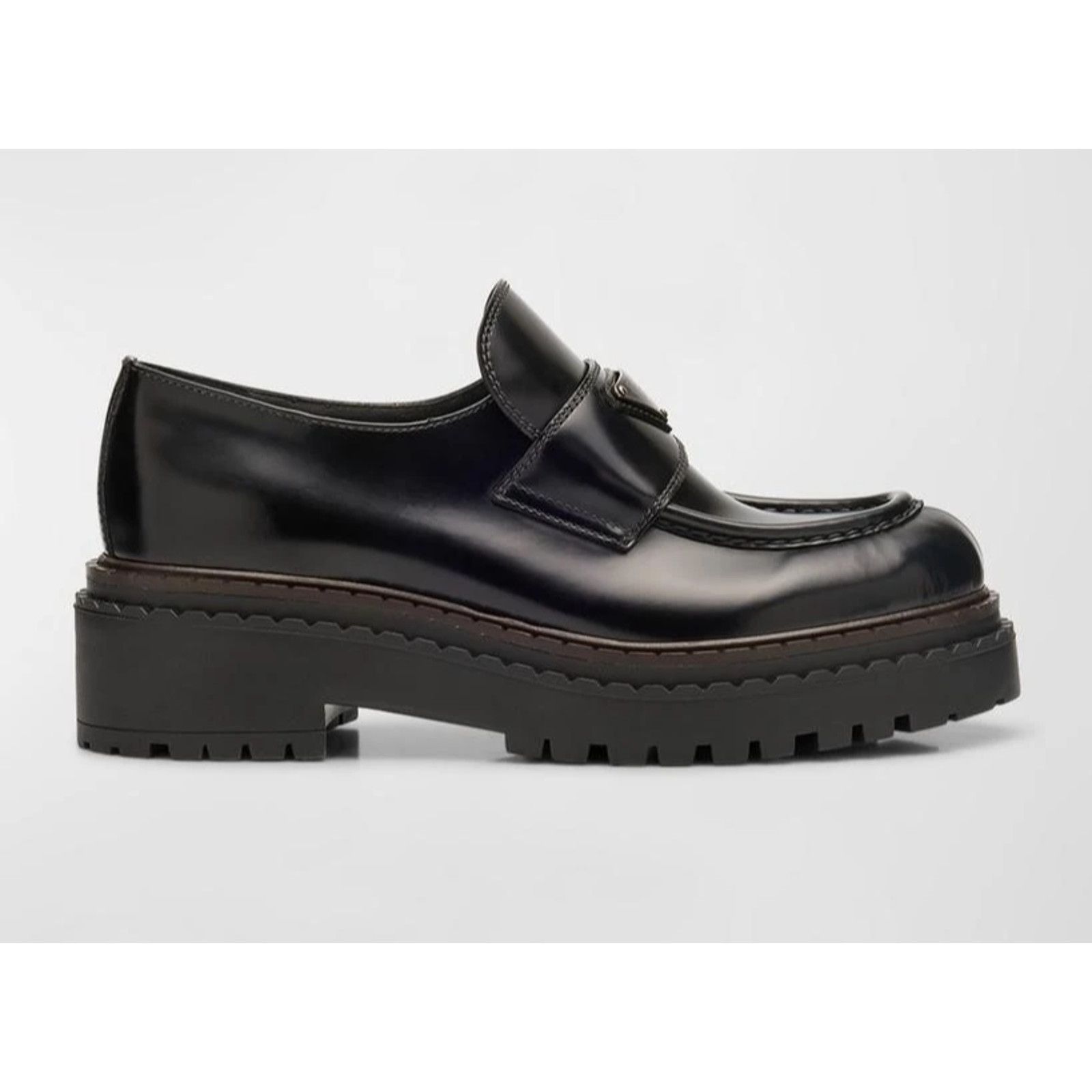 Prada Prada Black Leather Platform Loafer Creeper Flat 38.5 Size US 8.5 / EU 41-42 - 1 Thumbnail