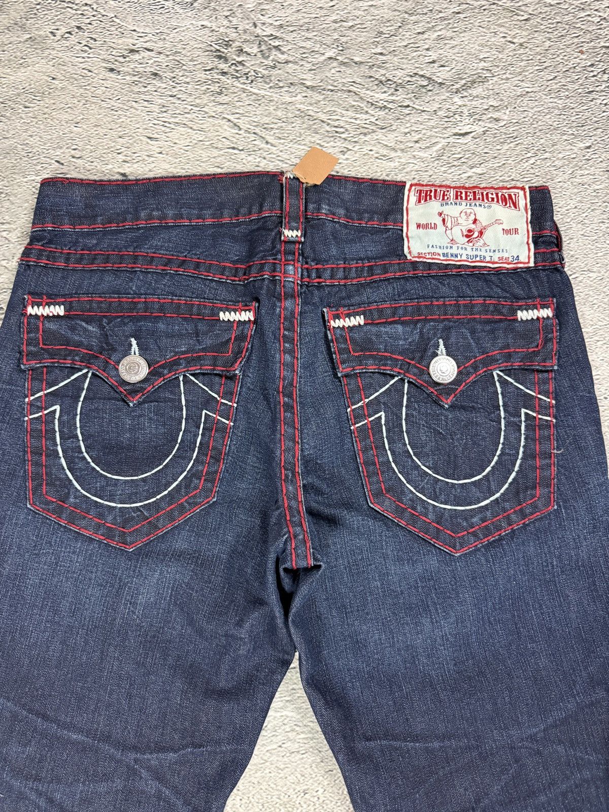 True Religion True Religion jeans straight vintage denim pants navy red Size US 36 / EU 52 - 2 Thumbnail