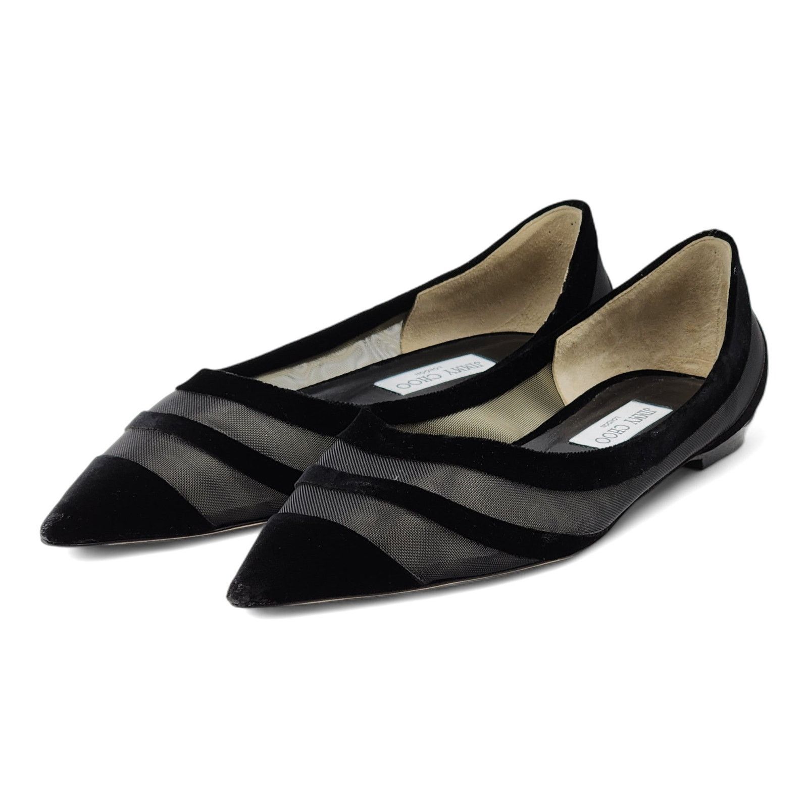 image of Jimmy Choo Love Tulle Flat Ballerina Shoes In Black 42 (12 Us) $875, Women's