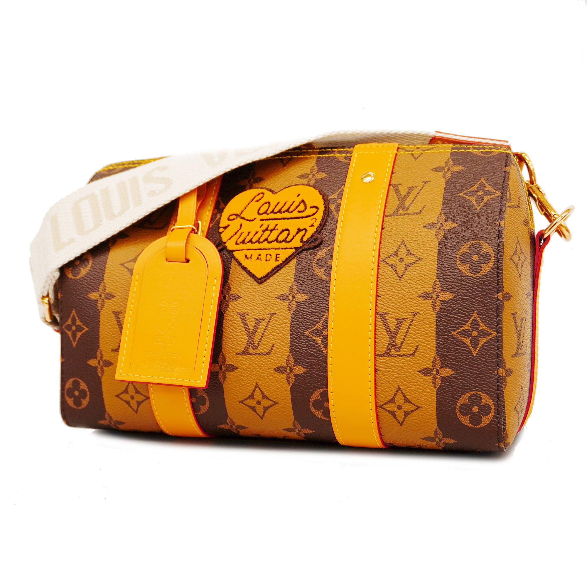 LOUIS VUITTON Louis Vuitton Monogram Stripe City Keepall NIGO Collaboration  Brown M45963 Unisex Leather Shoulder Bag