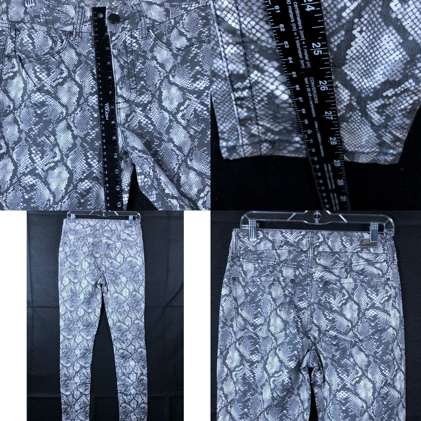 Vintage Seven7 Womens Jeans Gray Snake Print Denim High Rise Skinny 6 Slim Stretch Pocket 5-Pocket Belted Women's Jeans Size 30" / US 8 / IT 44 - 8 Thumbnail