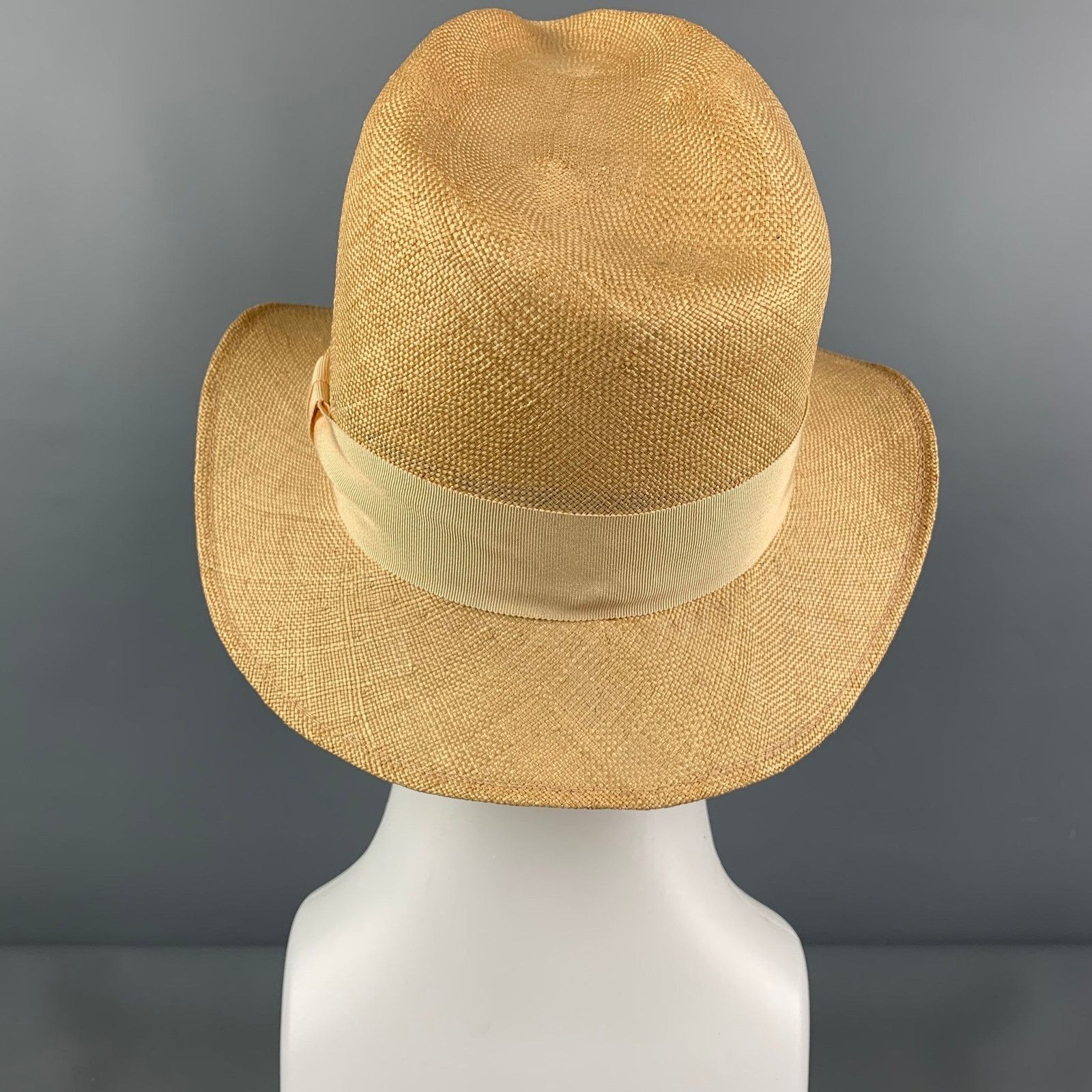 Paul Stuart Vintage PAUL STUART Beige Straw Fedora Hat Size ONE SIZE - 4 Thumbnail
