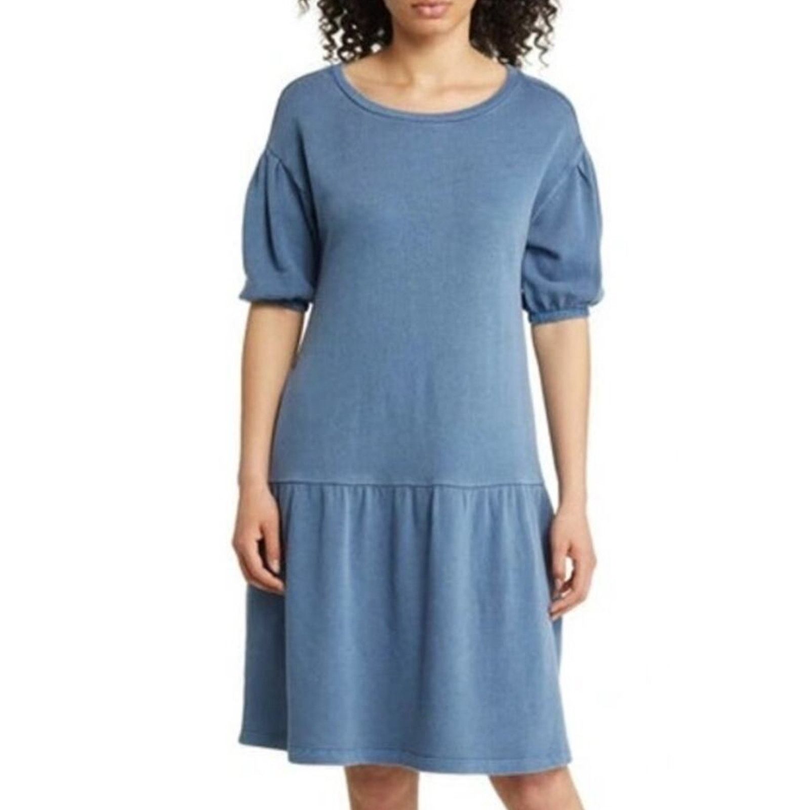 Other Caslon Women's Blue Drop Waist Terry Sweatshirt Dress XS NWT Size XS / US 0-2 / IT 36-38 - 1 Thumbnail