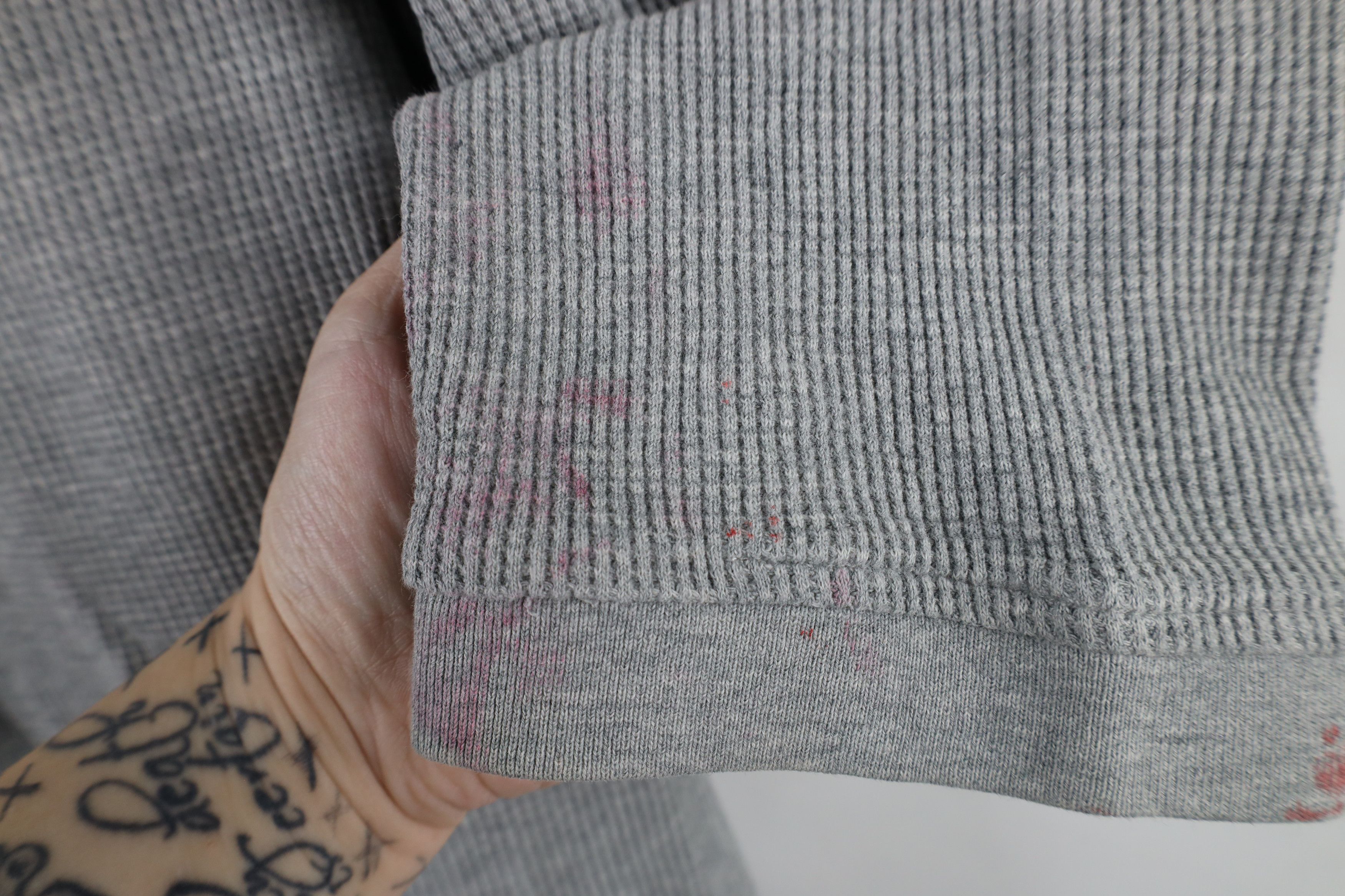 Tommy Hilfiger × Vintage Vintage 90s Tommy Hilfiger Thermal Waffle Knit T-Shirt Gray Size US XXL / EU 58 / 5 - 5 Thumbnail