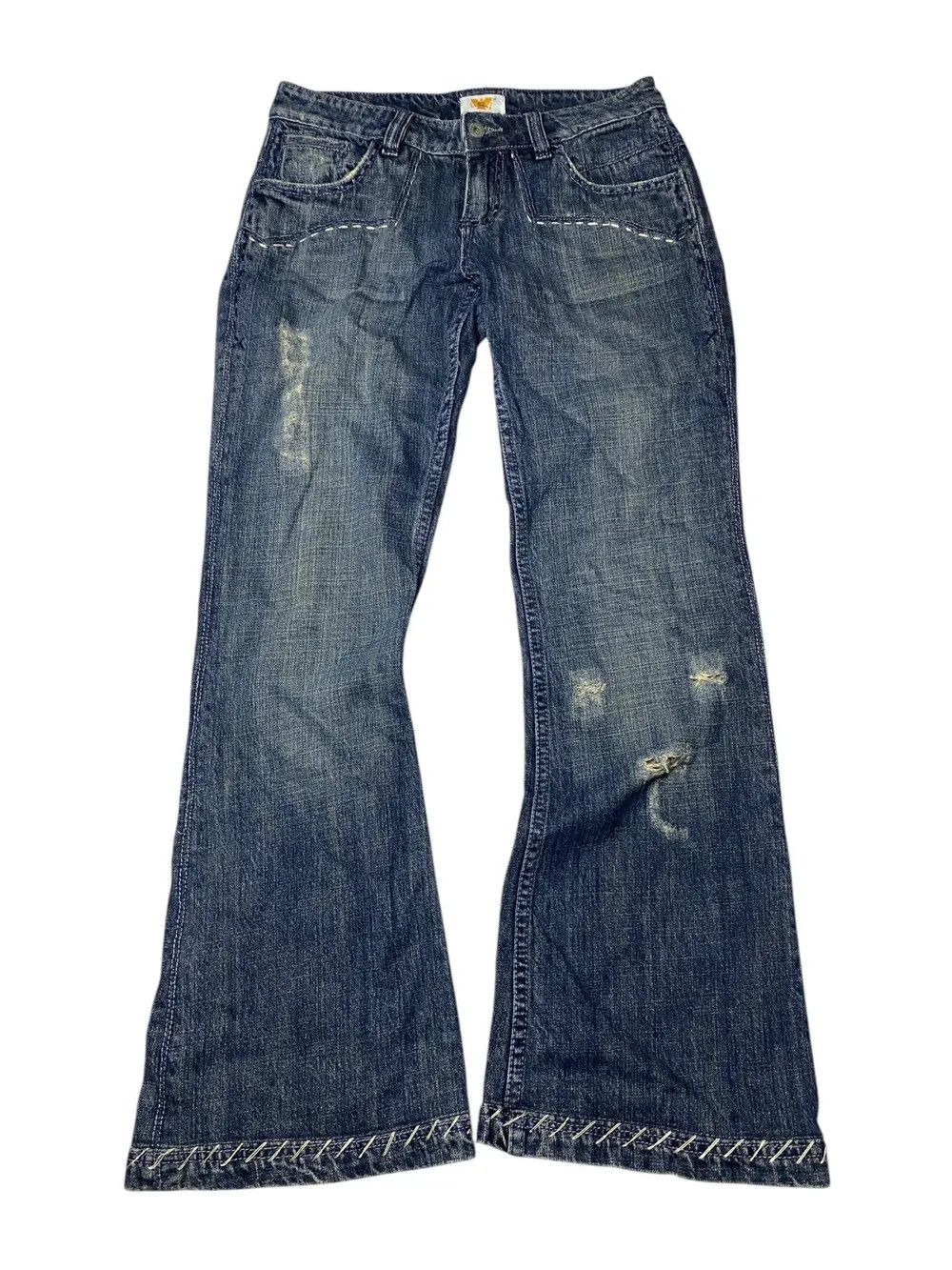 If Six Was Nine 2000's Antik Flared Seawash Tribal Bootcut Jeans Size US 29 - 1 Thumbnail