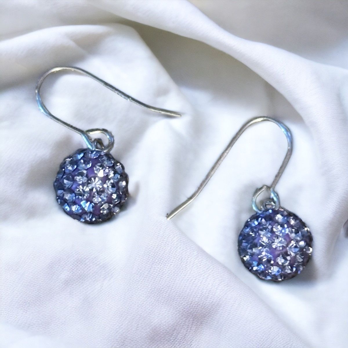 Other 925 purple paved crystal ball dangle earrings Size ONE SIZE - 1 Thumbnail