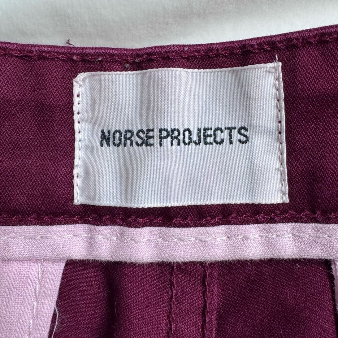 Norse Projects Norse Project Aros Heavy Chino Cotton Pants MaroonMen’s 32 Size US 32 / EU 48 - 3 Thumbnail