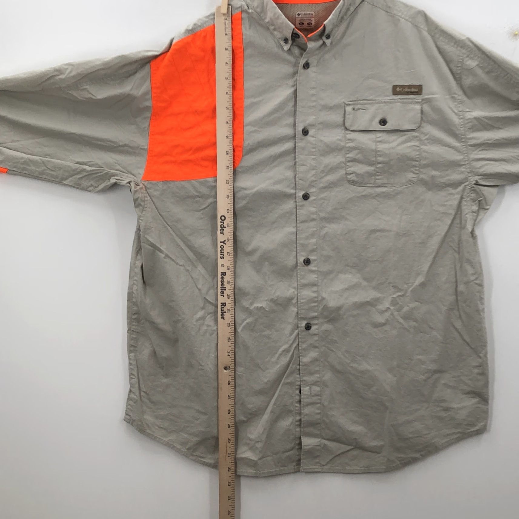 Vintage VINTAGE Columbia Mens Orange Gray Long Sleeve Pockets Collared Shooting Shirt Size XL Size US XL / EU 56 / 4 - 3 Thumbnail