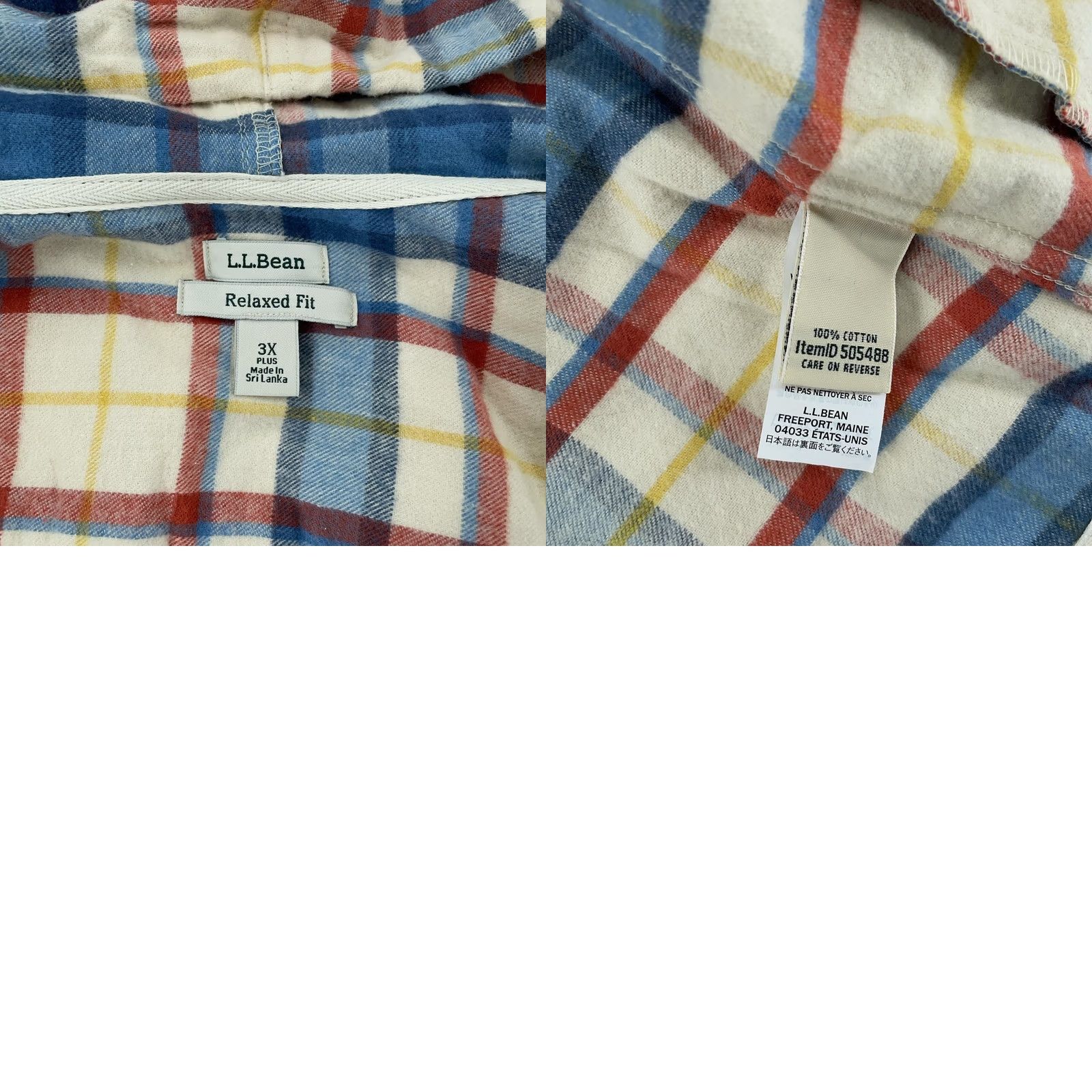 Vintage L.L. Bean Hooded Flannel Jacket Womens 3X Plaid Relaxed Fit Full Zip Hoodie Size XXL / US 16-18 / IT 52-54 - 8 Thumbnail