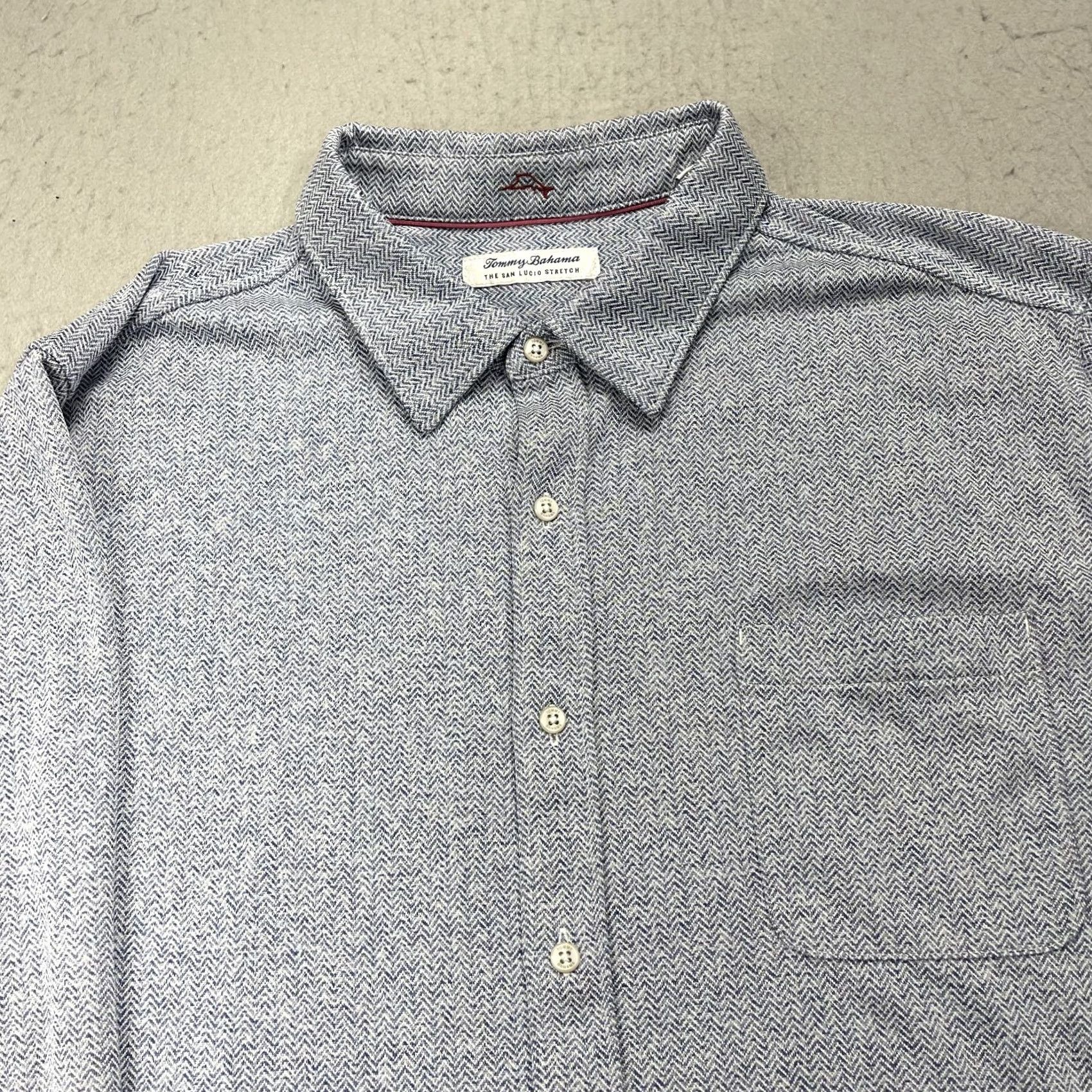 Tommy Bahama Tommy Bahama Shirt Mens 2XL XXL Blue San Lucio Stretch Herringbone IslandZone Shirt Size US XXL / EU 58 / 5 - 2 Thumbnail
