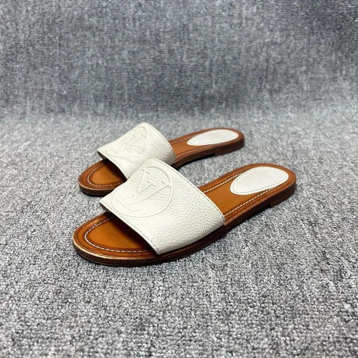 Louis Vuitton Lock It White Slide Sandals -2508