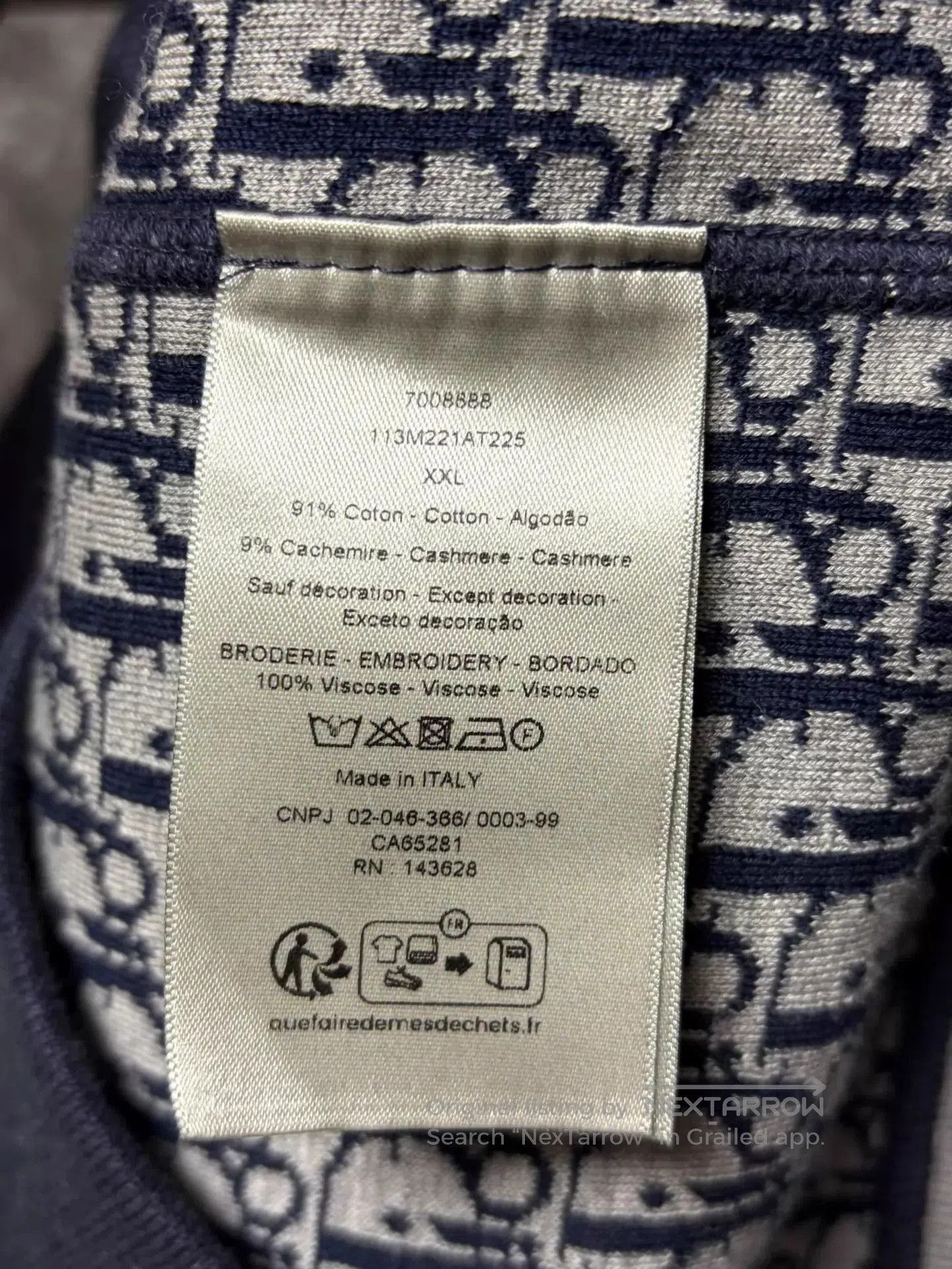 Dior Blue Zip-Up Hoodie with Patterned Lining. Size US XXL / EU 58 / 5 - 4 Thumbnail