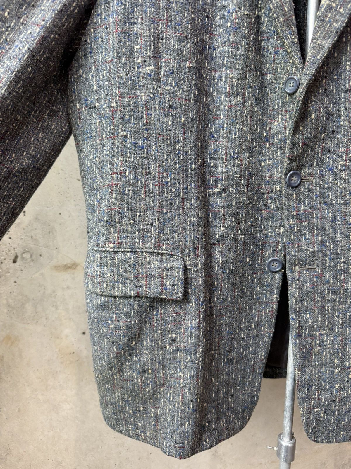 Vintage 50s Grey Black/Blue/Red Atomic Fleck Wool Rockabilly Jacket Size 44R - 5 Thumbnail