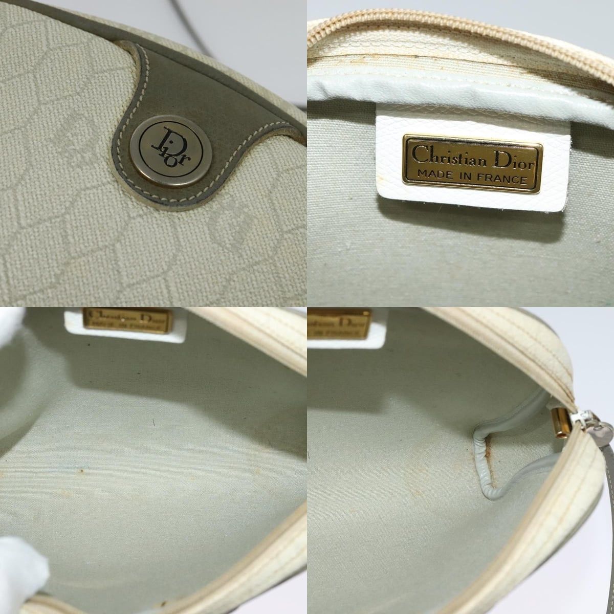 Dior DIOR Honeycomb Canvas Shoulder Bag Pvc White Gold Size ONE SIZE - 11 Thumbnail
