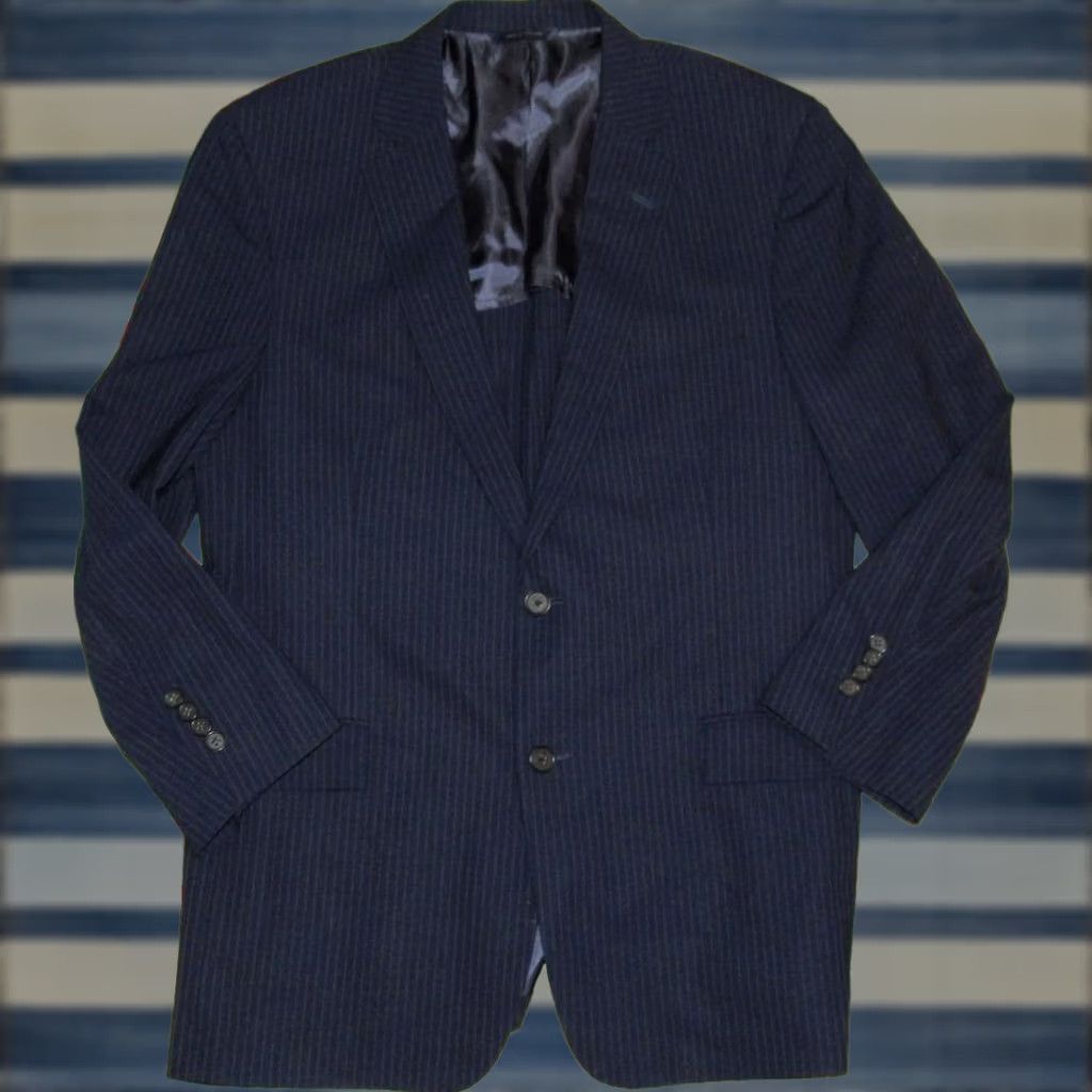 Brooks Brothers BROOKS BROTHERS Brooks Blazer Jacket 41R Blazer Men Wool Pinstriped Navy Blue 41R Mens Size 42R - 1 Thumbnail