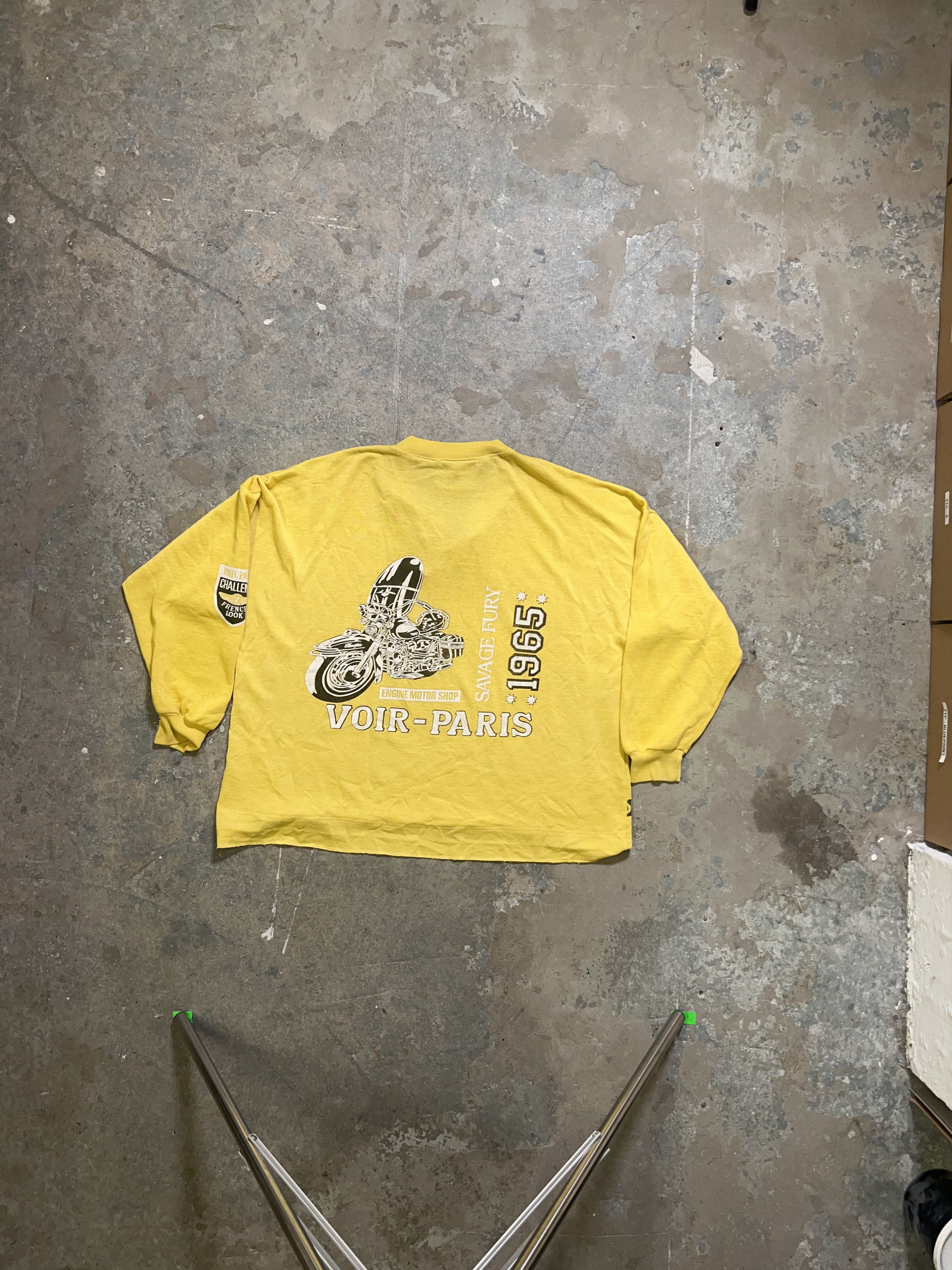 Vintage Vintage 60s Yellow Paris Motorcycle button-down sweatshirt. Size US M / EU 48-50 / 2 - 2 Thumbnail
