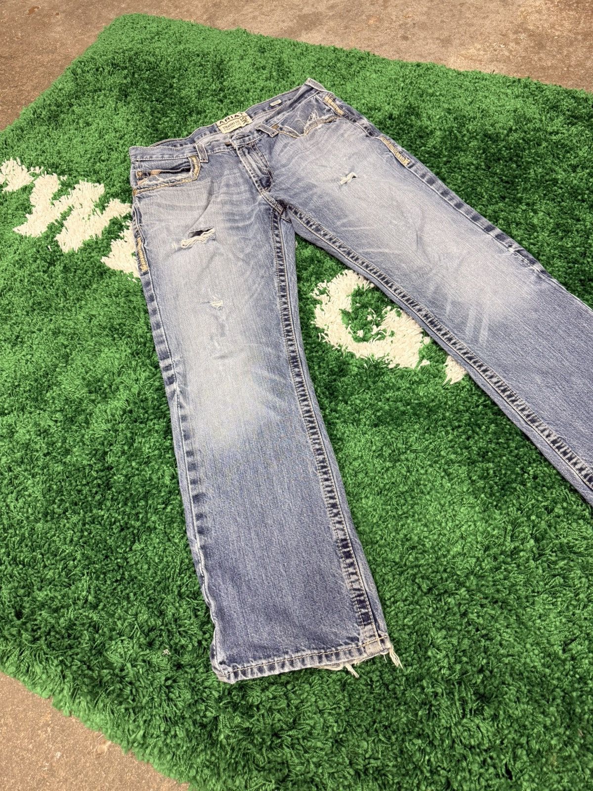 Ariat Ariat Straight Leg Contrast Stitch Denim Jeans 33 x 30 Size US 33 - 9 Thumbnail