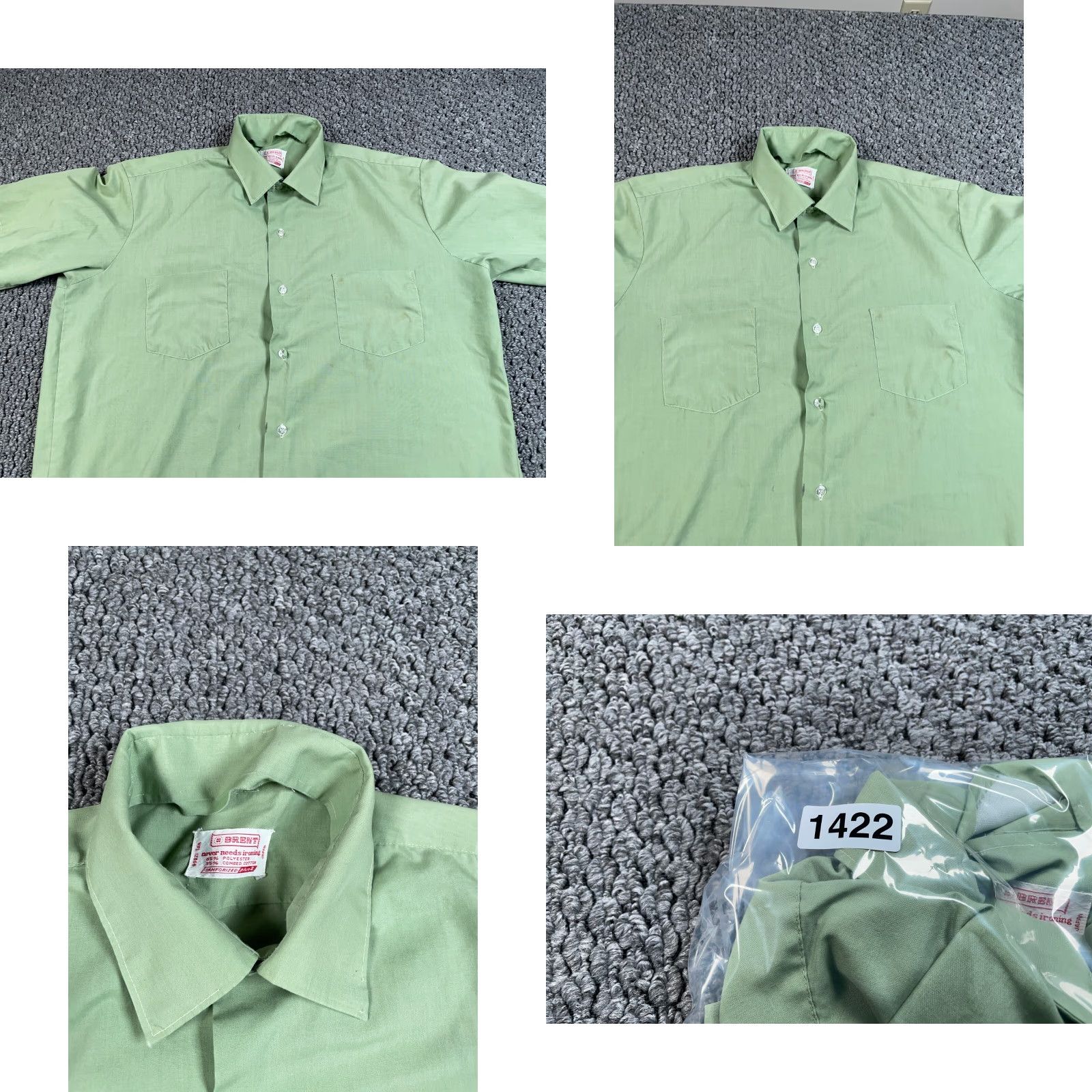 Vintage VINTAGE Brent 70s Lightweight Button-Up Shirt Adult XL Sage Green Polyester-Cotton Blend Casual Japan Tag Mens Size US XL / EU 56 / 4 - 8 Thumbnail