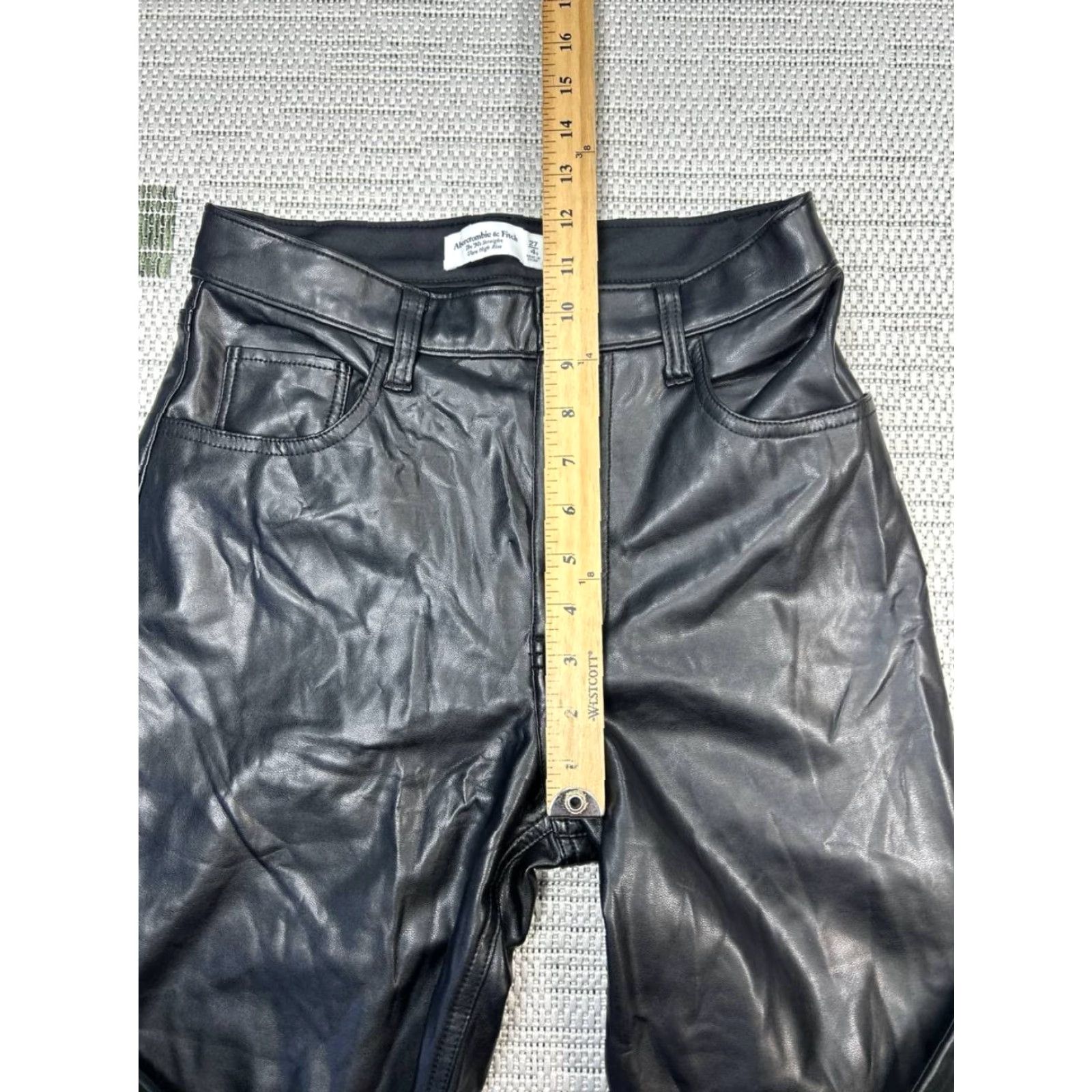 Abercrombie & Fitch Abercrombie & Fitch The 90s Straight Leg High Rise 27 Black Faux Leather Pants Women Regular XS? Size ONE SIZE - 7 Thumbnail
