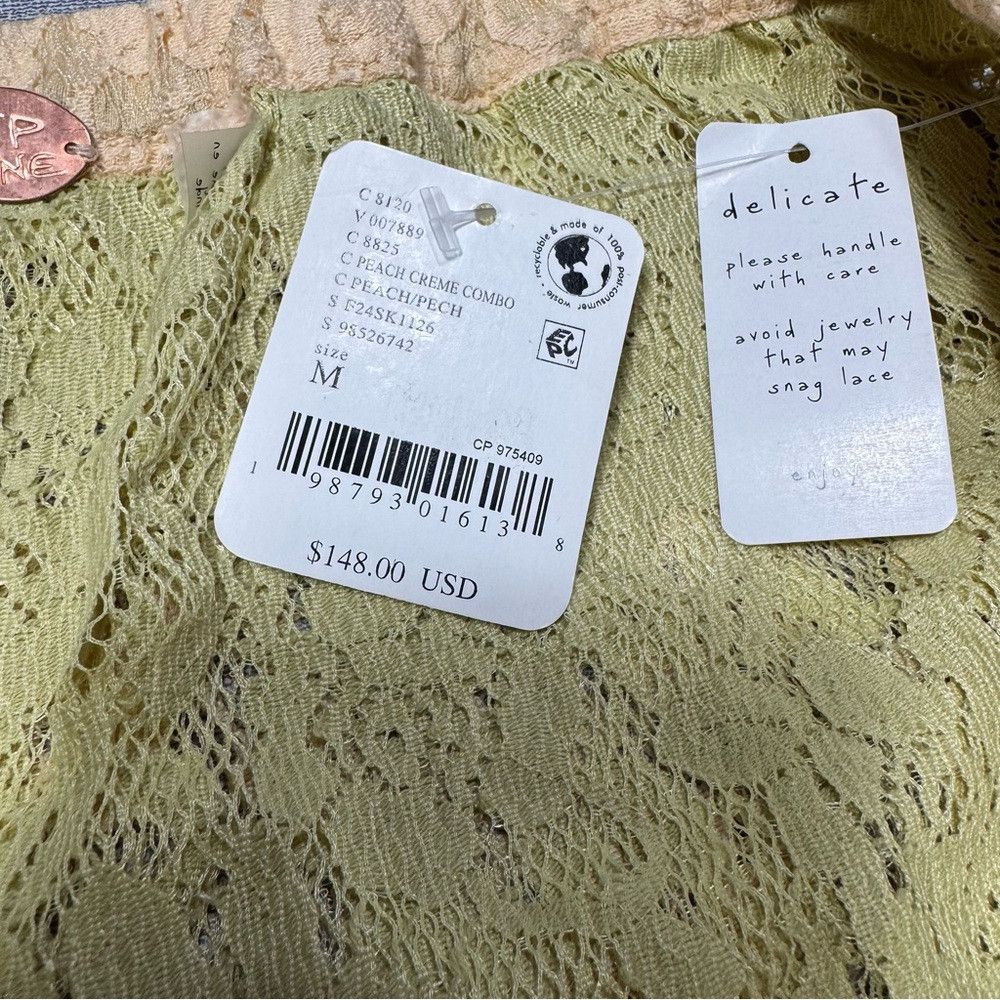 Free People NWT New $148 Free People Lace Peach Creme Combo Solene Skir Size 32" / US 10 / IT 46 - 7 Thumbnail
