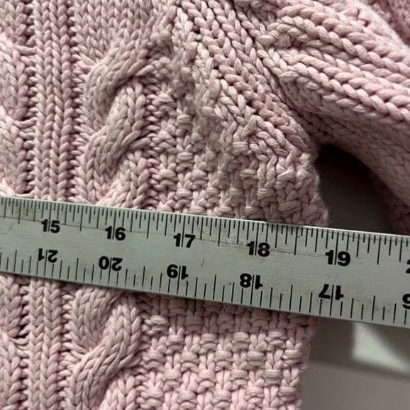 Vintage Leo & Nicole Sweater Womens L Pink Cable Knit Mock Neck Button Pullover Size L / US 10 / IT 46 - 6 Thumbnail