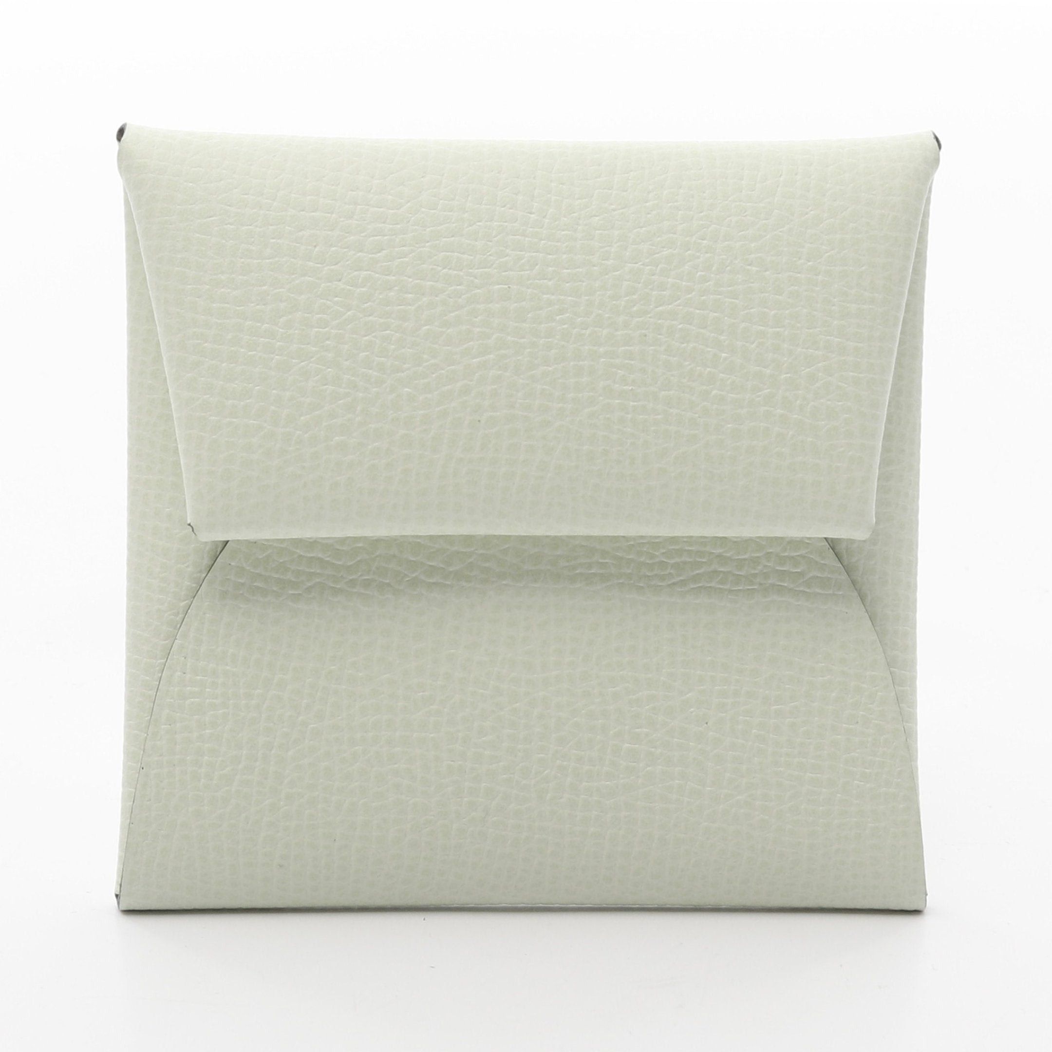Hermes Bastia Verso Vert Fizz Veil Yucca Coin Purse Veau Epsom Light Green Silver Hardware Double Engraved